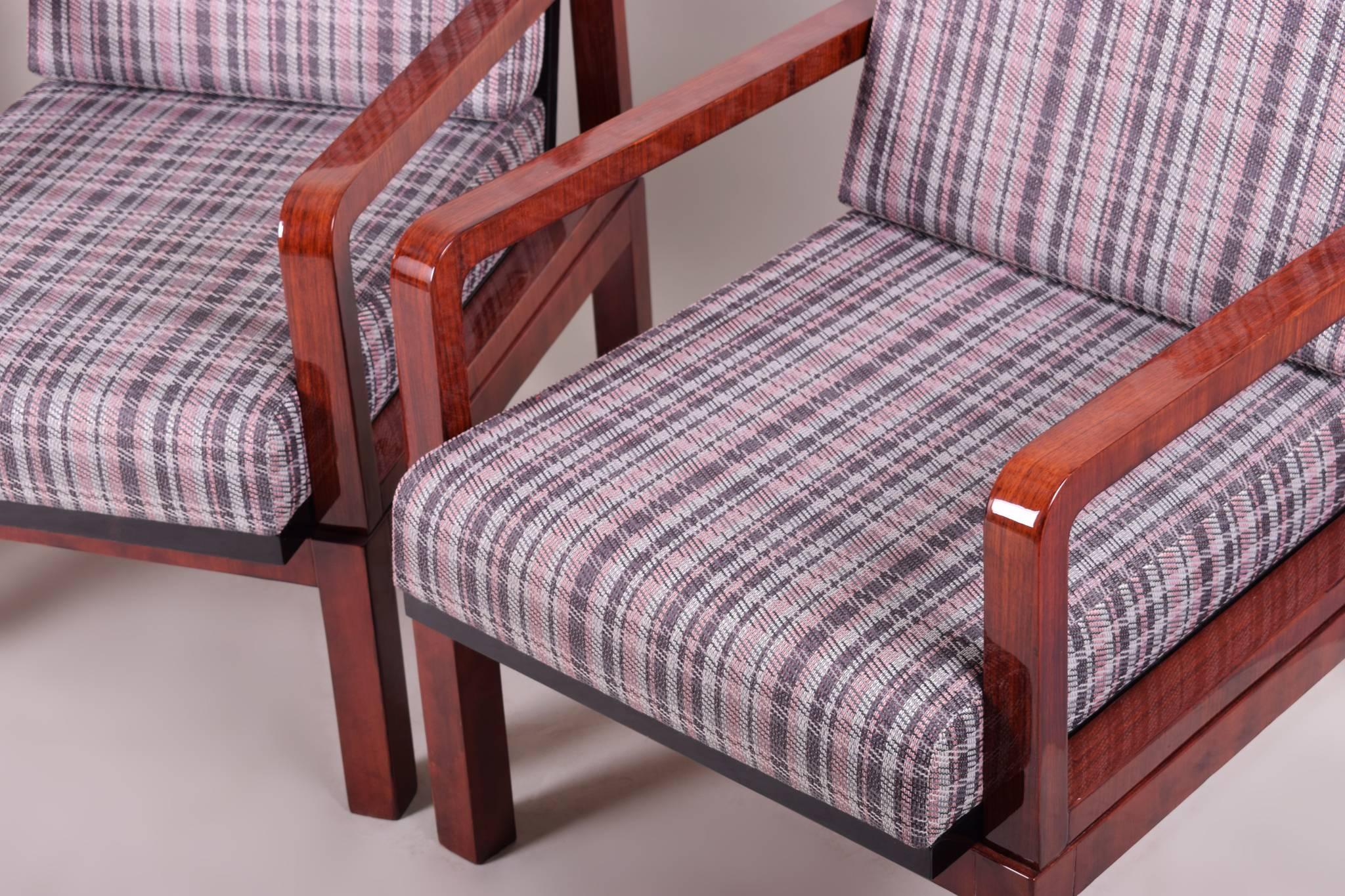 Czech Art Deco Armchairs, Three Pieces For Sale