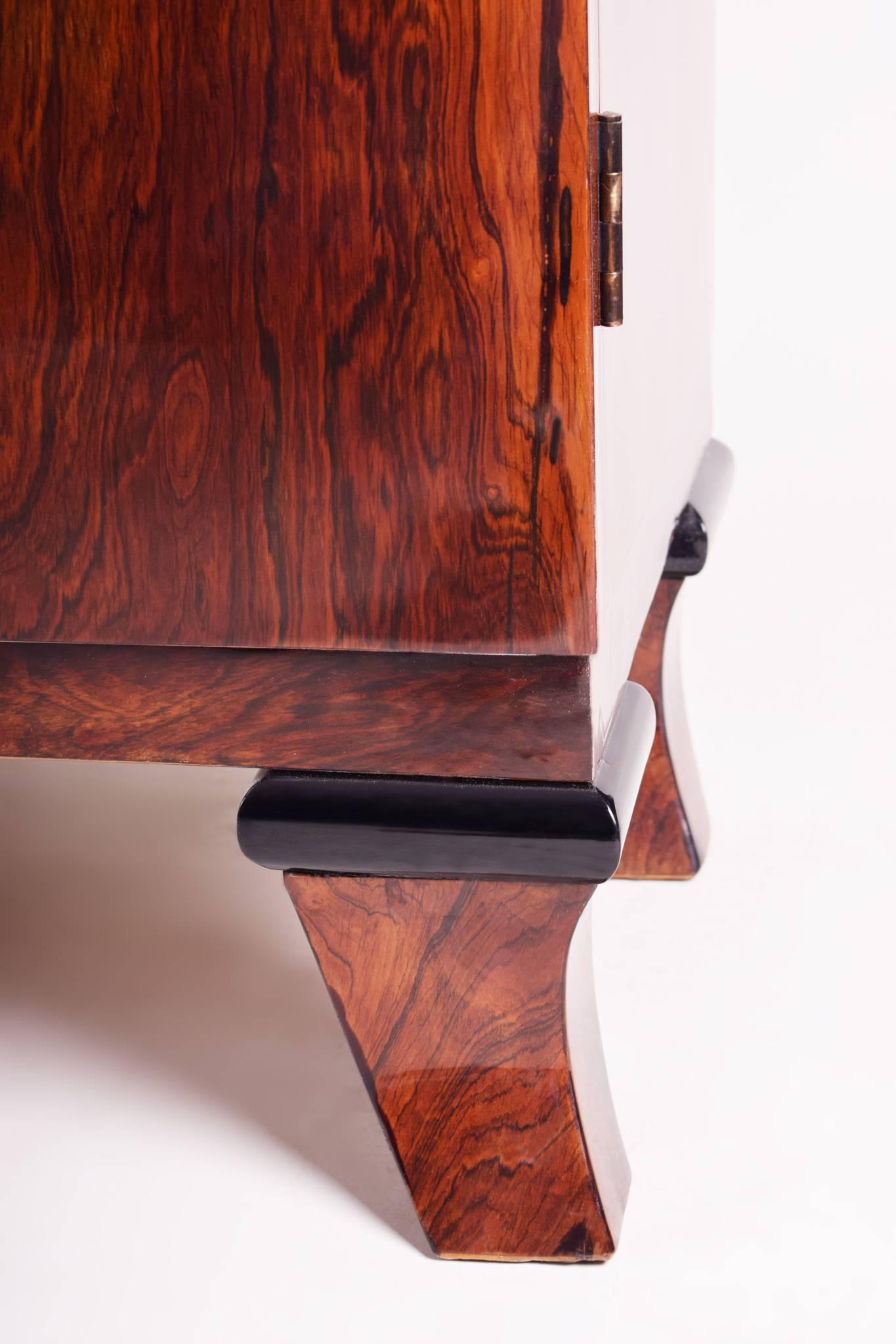 Mueble de cocobolo, restaurado a alto brillo fabricado en Francia por Jules Leleu, Art Decó siglo XX en venta