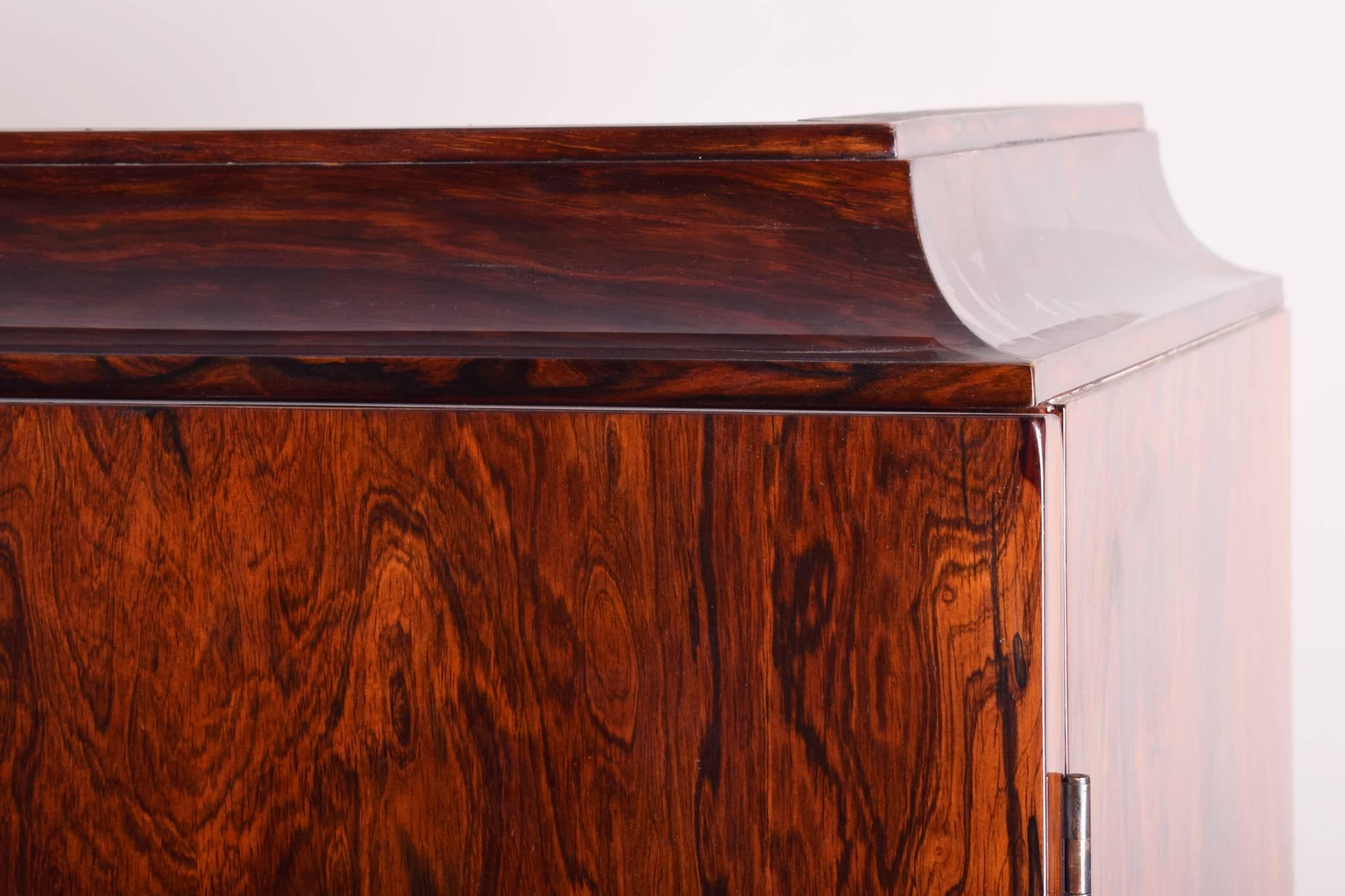 Mueble de cocobolo, restaurado a alto brillo fabricado en Francia por Jules Leleu, Art Decó en venta 1
