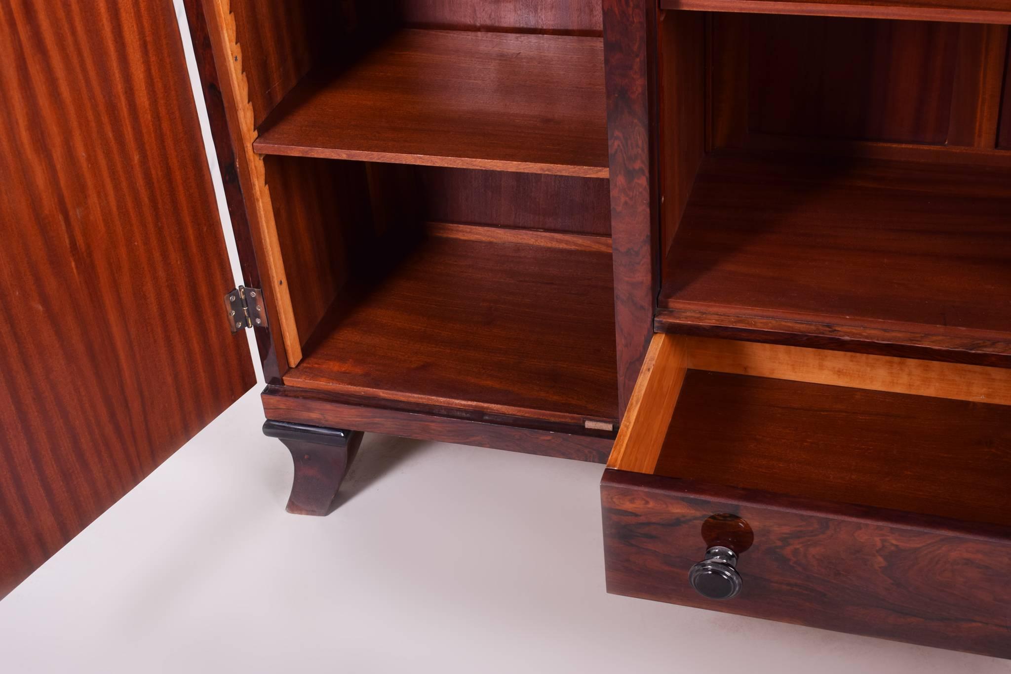 Mueble de cocobolo, restaurado a alto brillo fabricado en Francia por Jules Leleu, Art Decó Francés en venta