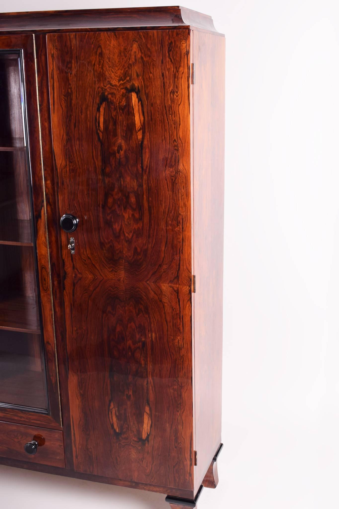 Mueble de cocobolo, restaurado a alto brillo fabricado en Francia por Jules Leleu, Art Decó Madera en venta
