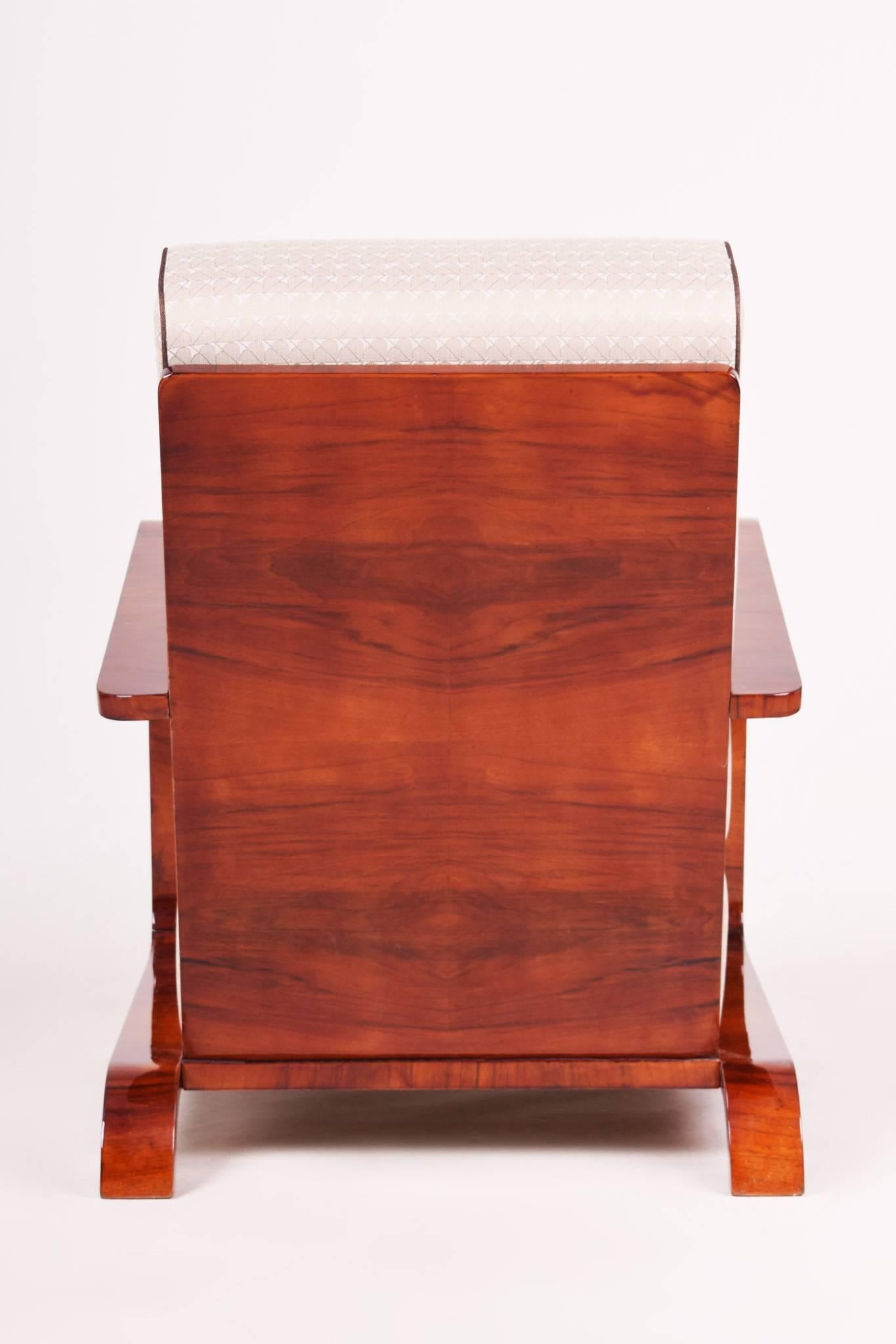 Early 20th Century Art Deco Armchair from Czechoslovakia, Period: 1920-1929, Walnut, New upholstery