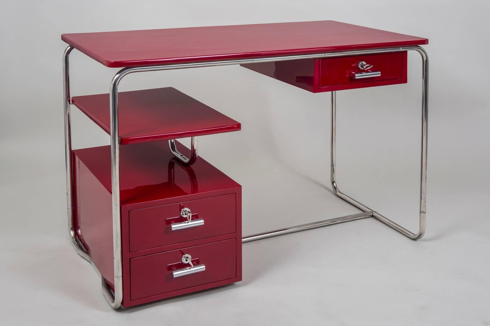 Completely restored funkcionalism Chrome Writing Desk from Germany 1930-1939 2