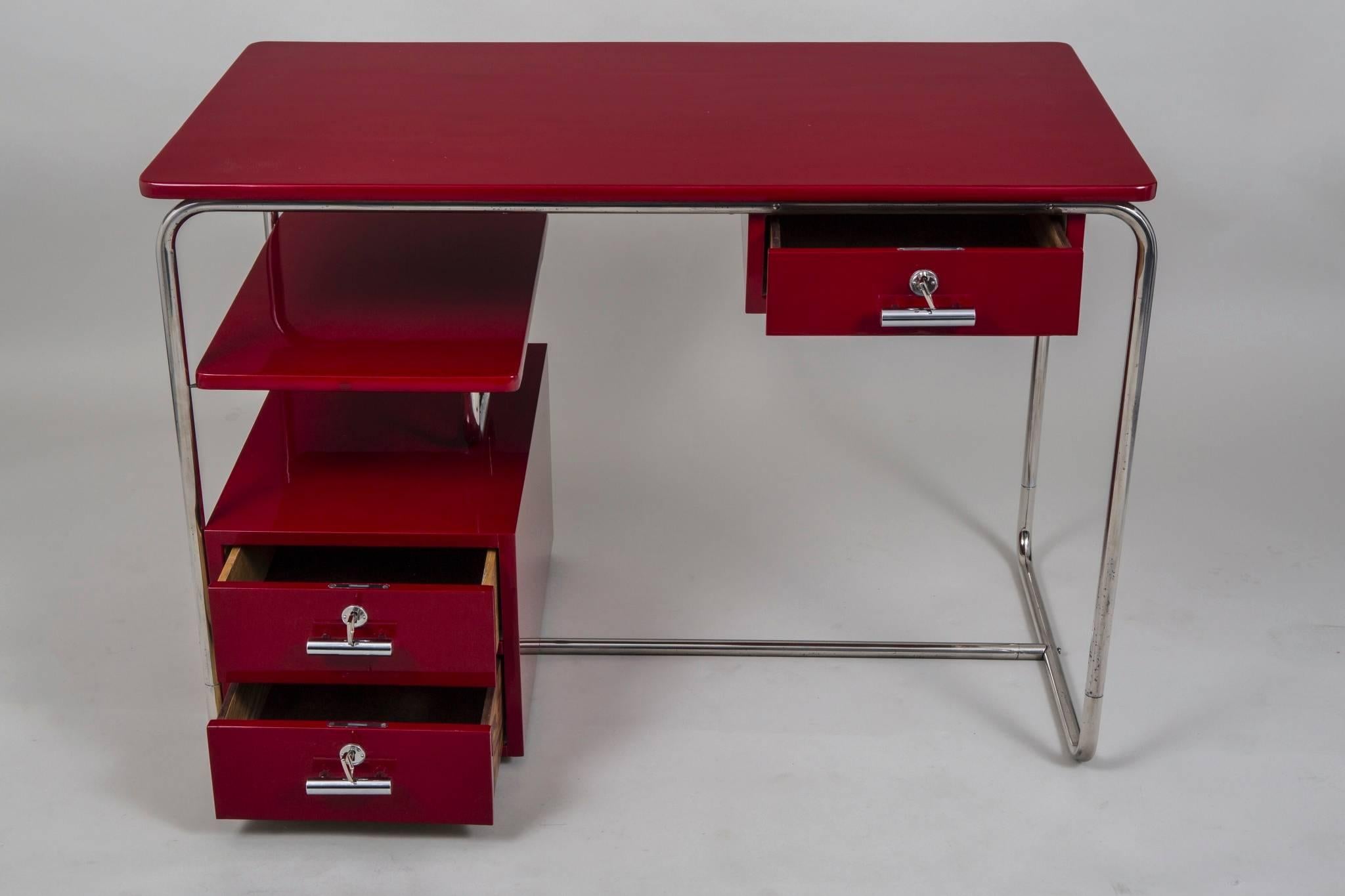 Writing desk made in Germany
Material: Chrome
Completely restored.

We guarantee safe a the cheapest air transport from Europe to the whole world within 7 days.
The price is the same as for ship transport but delivery time is really shorter.
We