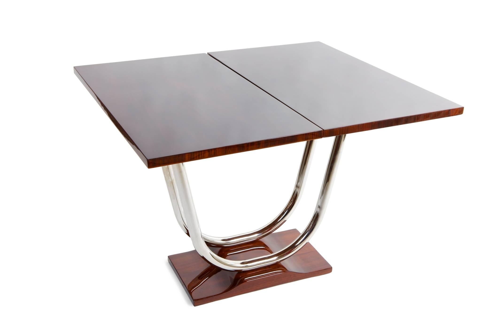 Art Deco Unique extendable ArtDeco Coffee Table, Chrome and Palisander, Period: 1920-1929
