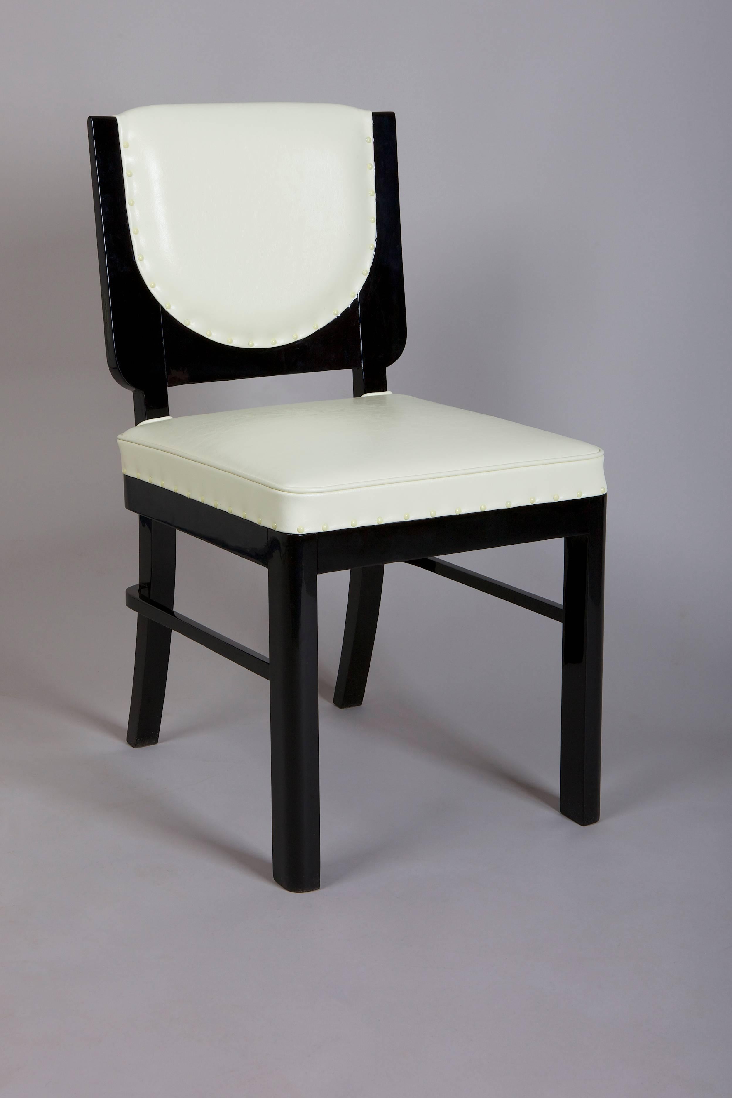 Art Deco Completely restored ArtDeco French Ebony Set of Chairs, 4 pcs, Period: 1920-1929