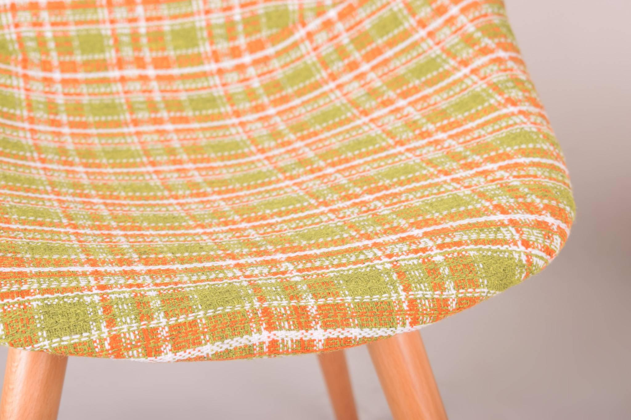 Fabric Restored Pair of Czechoslovakia Midcentury Chairs, 1950-1960