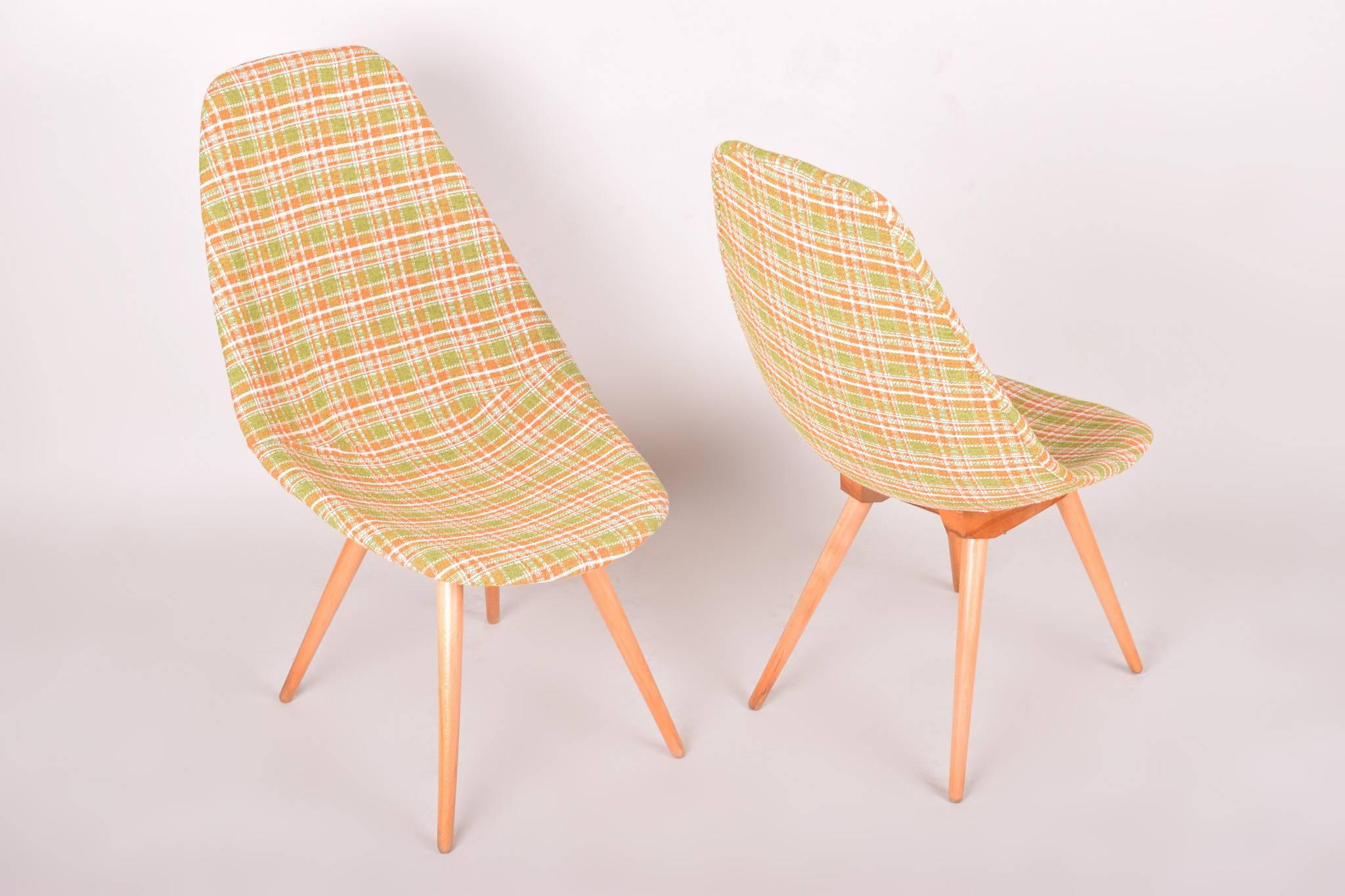 20th Century Restored Pair of Czechoslovakia Midcentury Chairs, 1950-1960