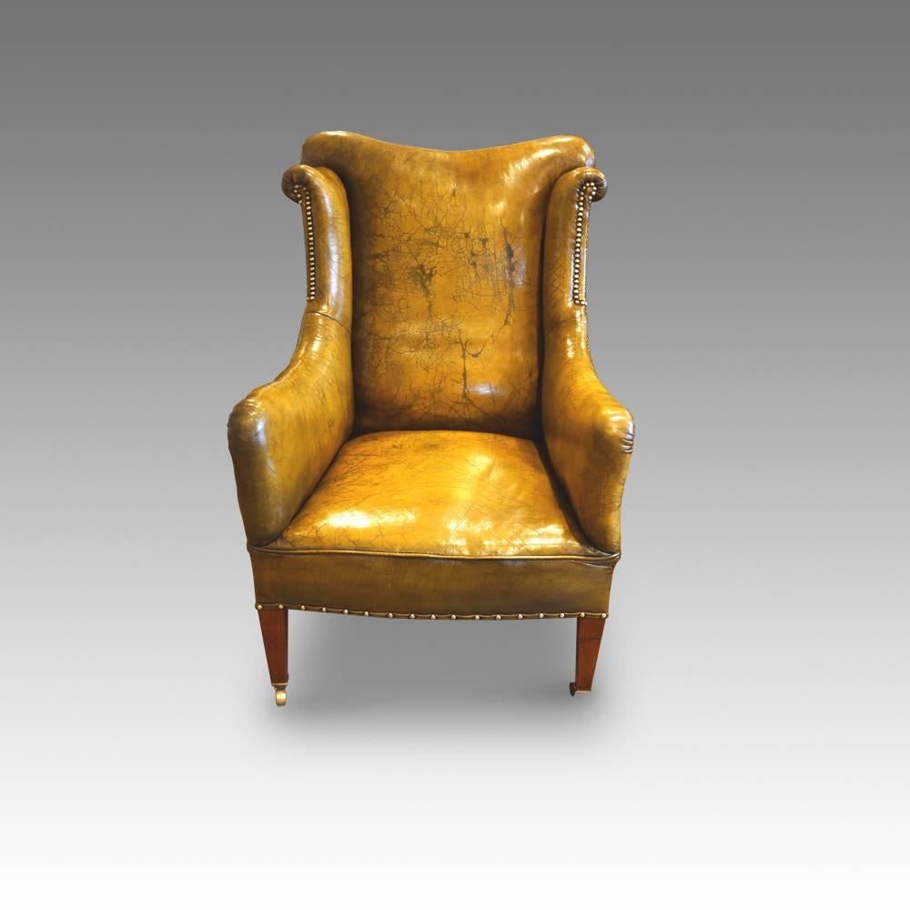 Late 19th Century Edwardian Leather Reading Easy Chair