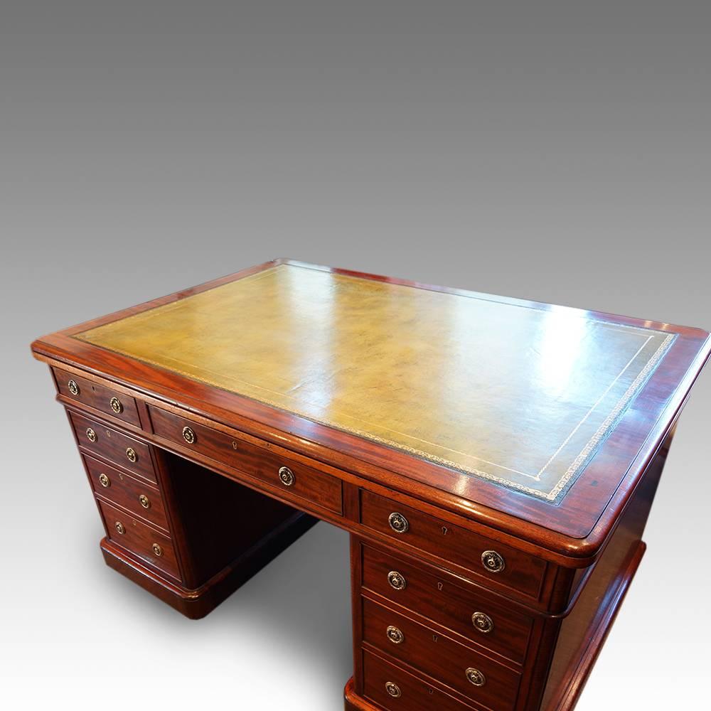 Victorian mahogany partners desk
The Watersmeet desk
Here we have this superb partners desk made circa 1860
The desk is unusual as it has a full set of drawers to the back as well the front, and so a proper equal partners desk.
This desk is made