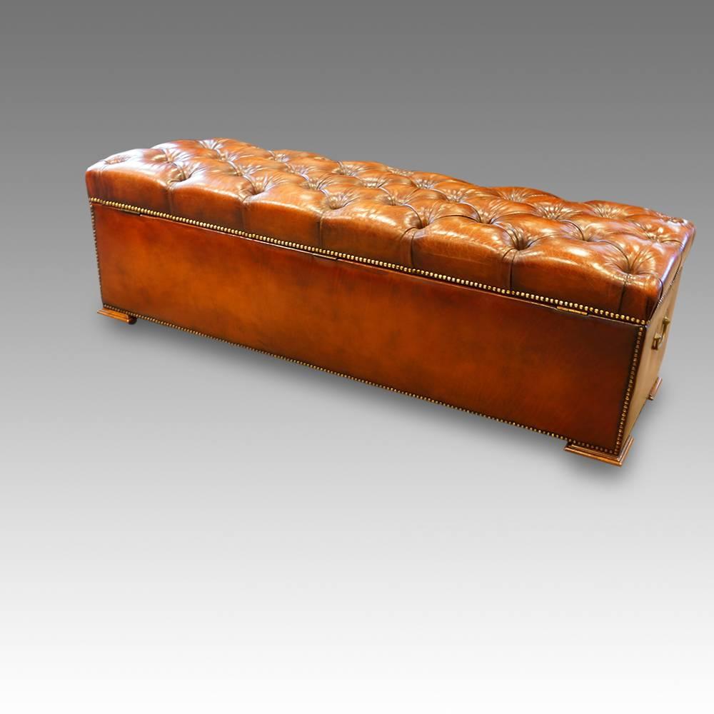 Early 20th Century Edwardian Ottoman in Leather