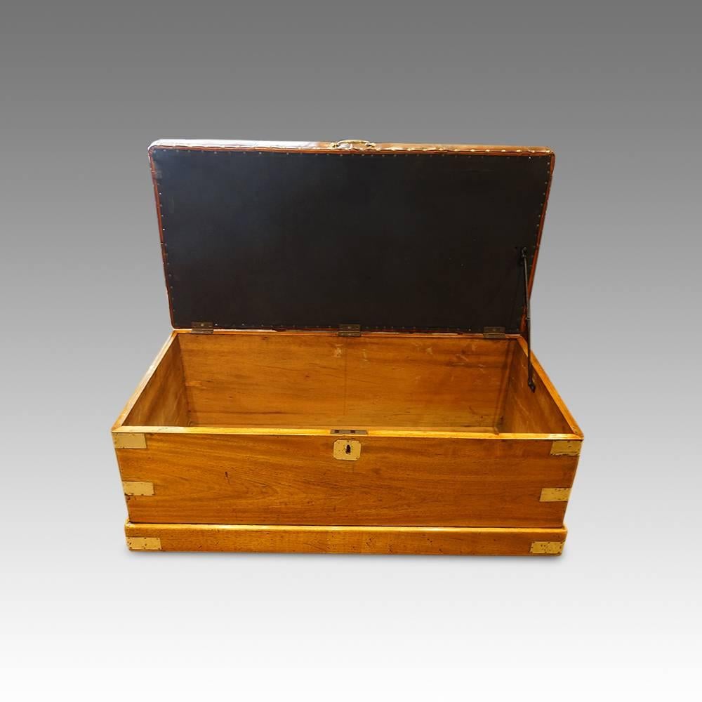 19th Century Victorian Camphorwood and Leather Ottoman Trunk