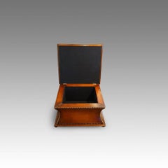 Victorian Square Leather and Mahogany Ottoman