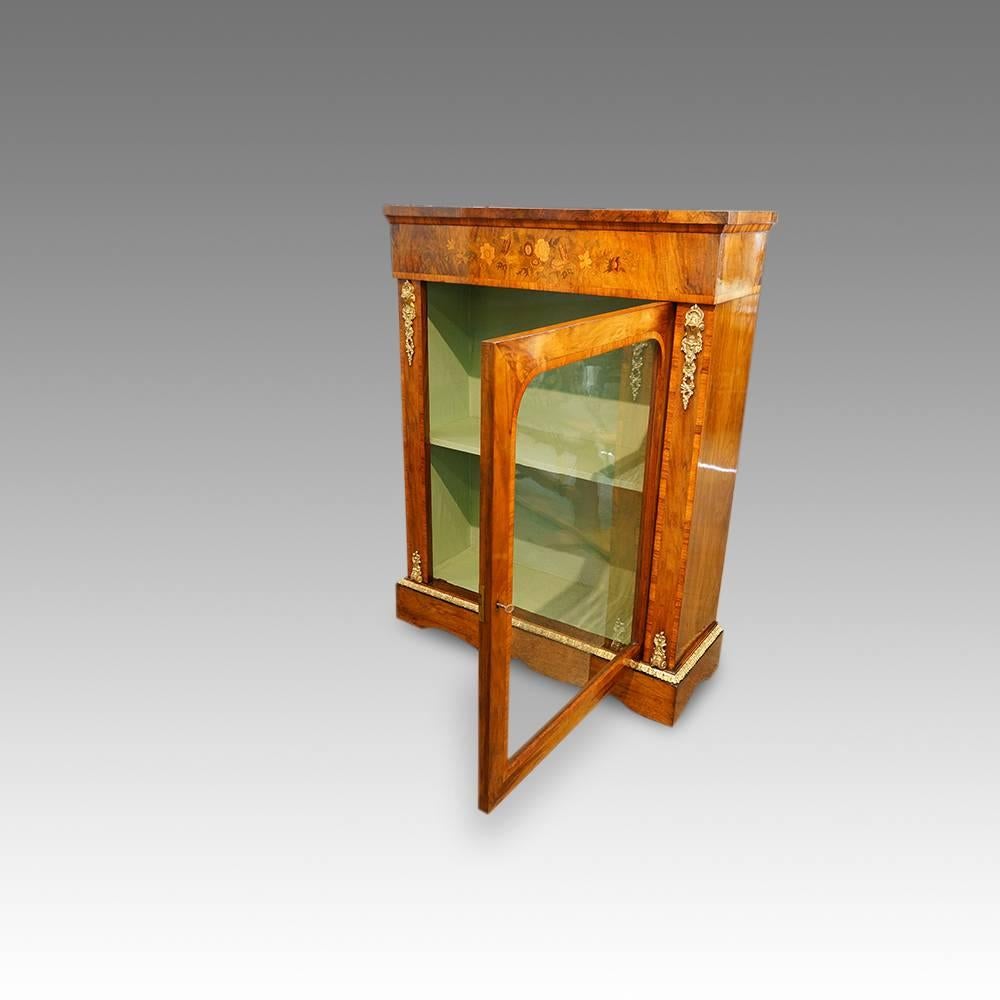 Inlay Pair of Victorian Walnut Pier Cabinets