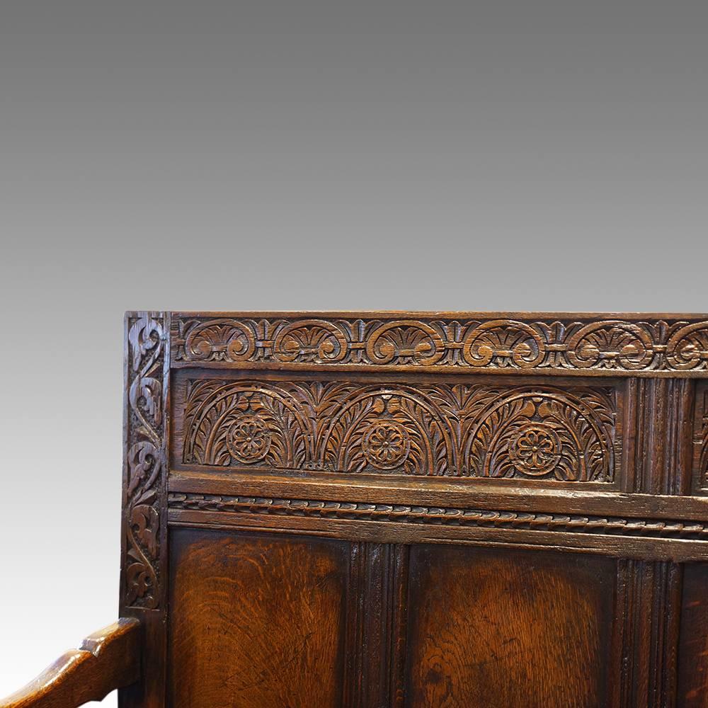 Elizabethan Edwardian Oak Settle