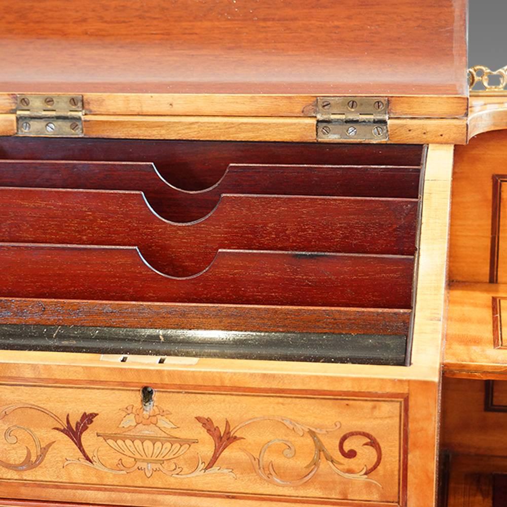 English Edwardian Inlaid Satinwood Desk For Sale