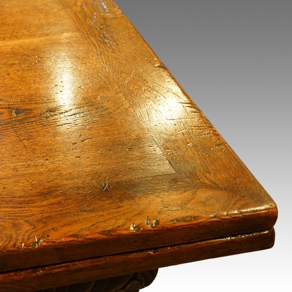 20th Century Harrods Oak Refectory Draw-Leaf Dining Table