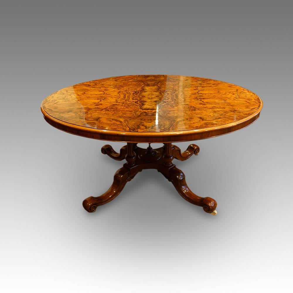 Victorian Burr Walnut Oval Dining Table 4
