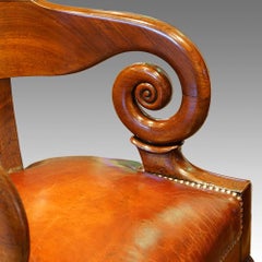 Empire Revival Mahogany Tub Shaped Desk Chair