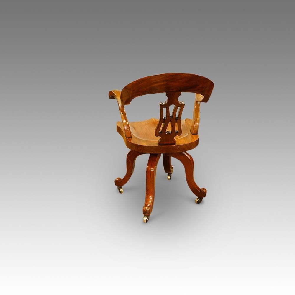 English Victorian Mahogany Revolving Desk Chair