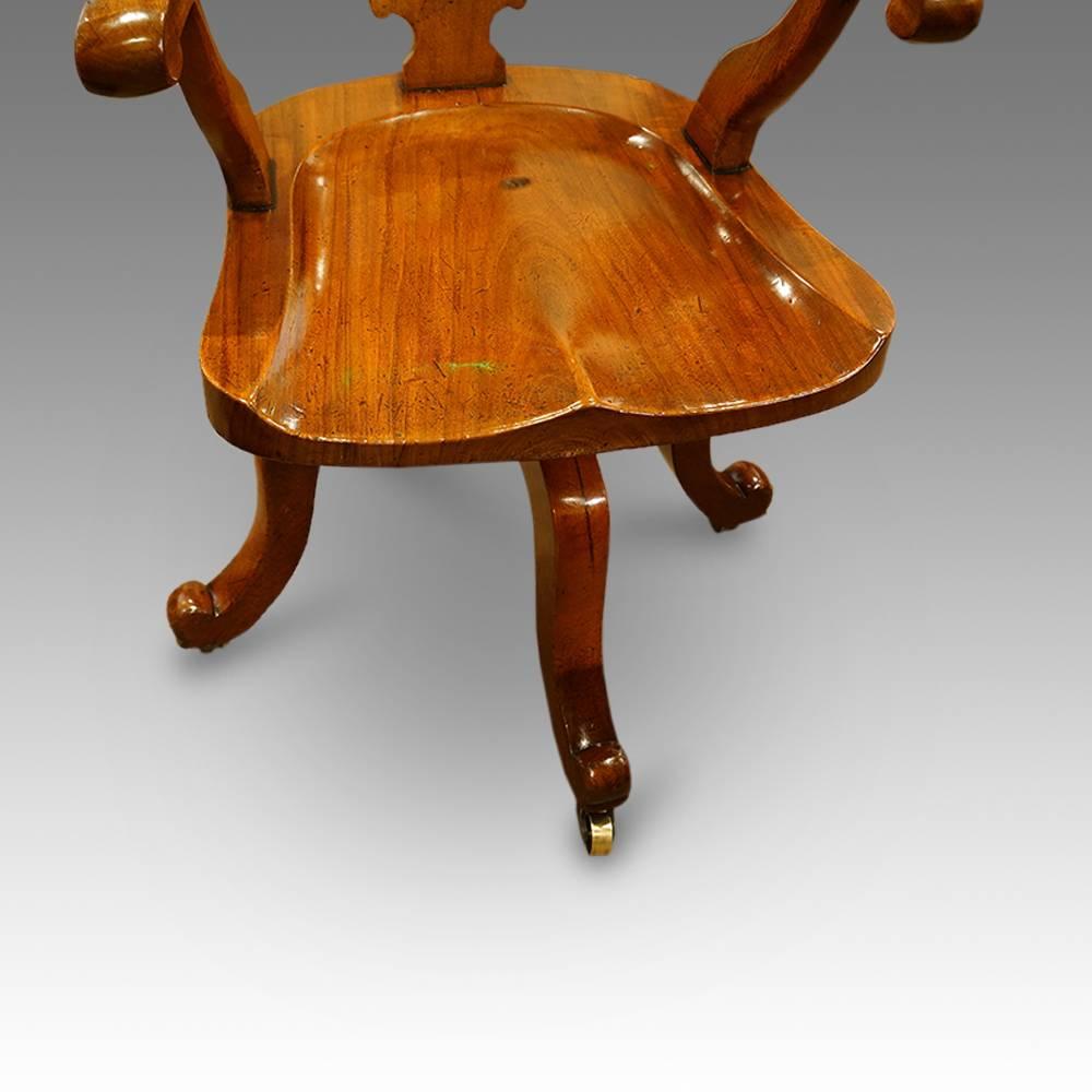 Victorian Mahogany Revolving Desk Chair In Excellent Condition In Salisbury, Wiltshire