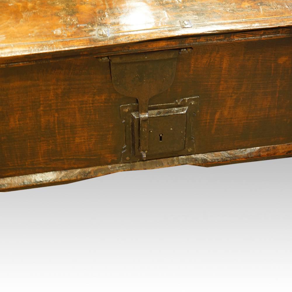Antique Colonial hardwood large coffee table trunk
We are pleased to offer you this Antique hardwood trunk.
This large chest was made for a very wealthy owner to store their precious silks and other valuables.
Made in a dense hardwood, and with