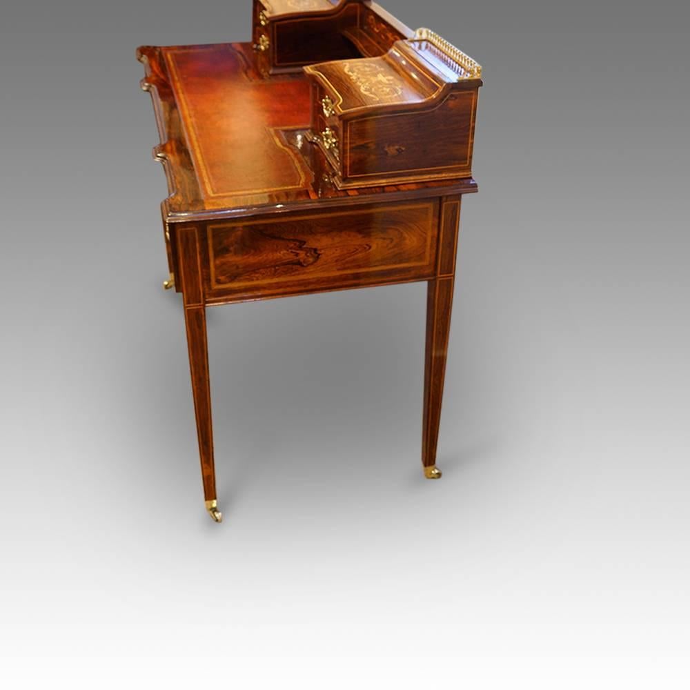 Edwardian Inlaid Rosewood Desk by James Shoolbred & Co For Sale 3