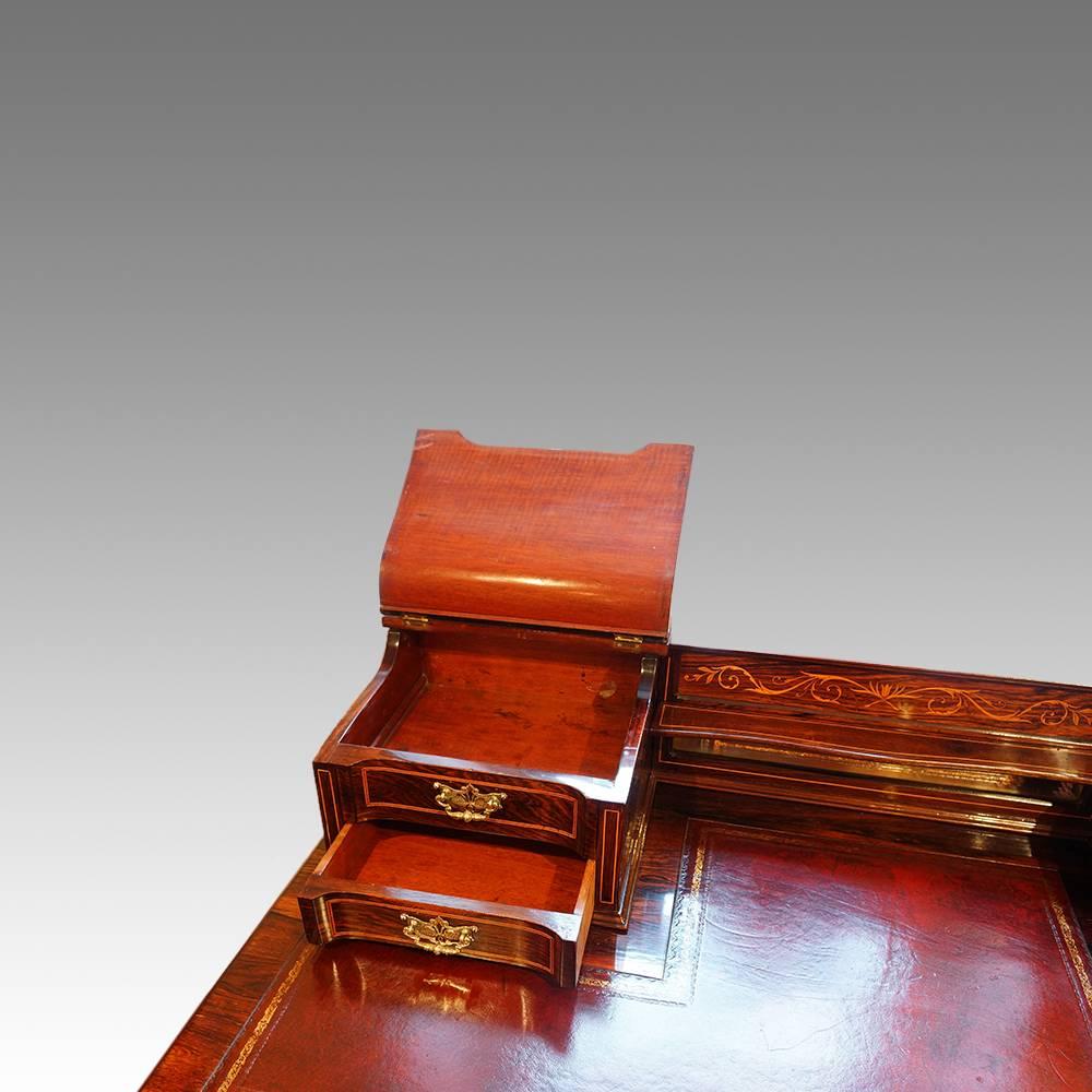 Late 19th Century Edwardian Inlaid Rosewood Desk by James Shoolbred & Co For Sale