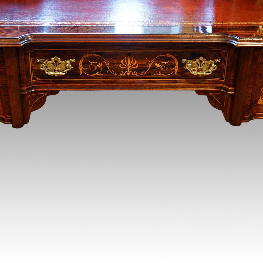 Edwardian Inlaid Rosewood Desk by James Shoolbred & Co For Sale 1