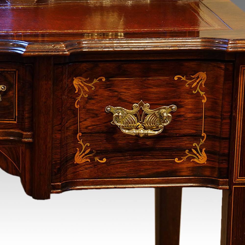 Inlay Edwardian Inlaid Rosewood Desk by James Shoolbred & Co For Sale