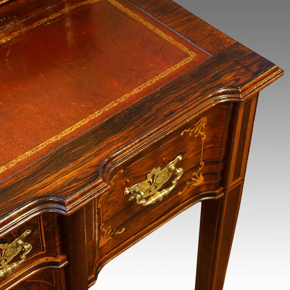 Edwardian Inlaid Rosewood Desk by James Shoolbred & Co For Sale 2