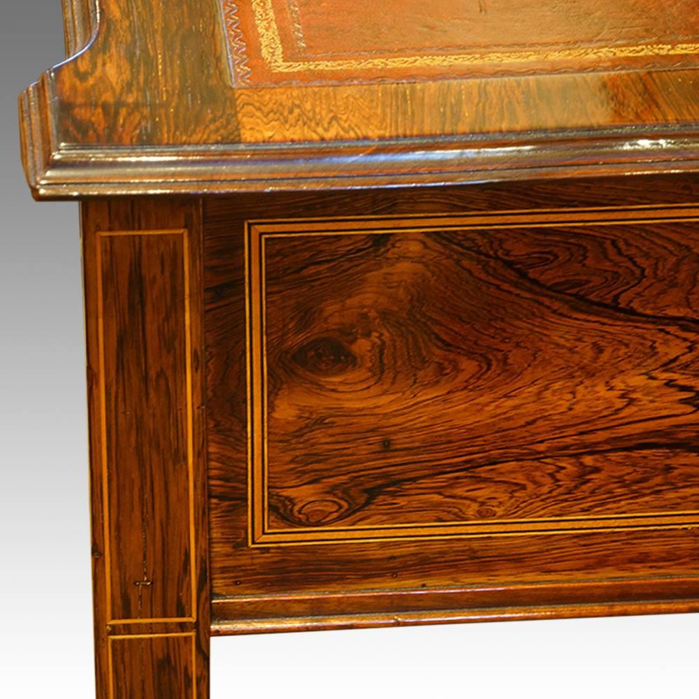 Edwardian Inlaid Rosewood Desk by James Shoolbred & Co For Sale 4