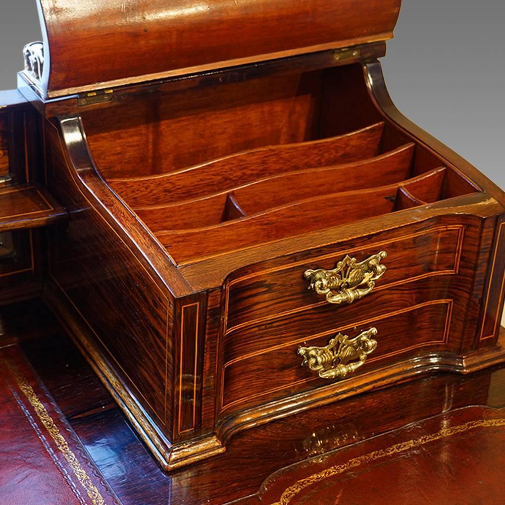 Edwardian Inlaid Rosewood Desk by James Shoolbred & Co In Excellent Condition For Sale In Salisbury, Wiltshire