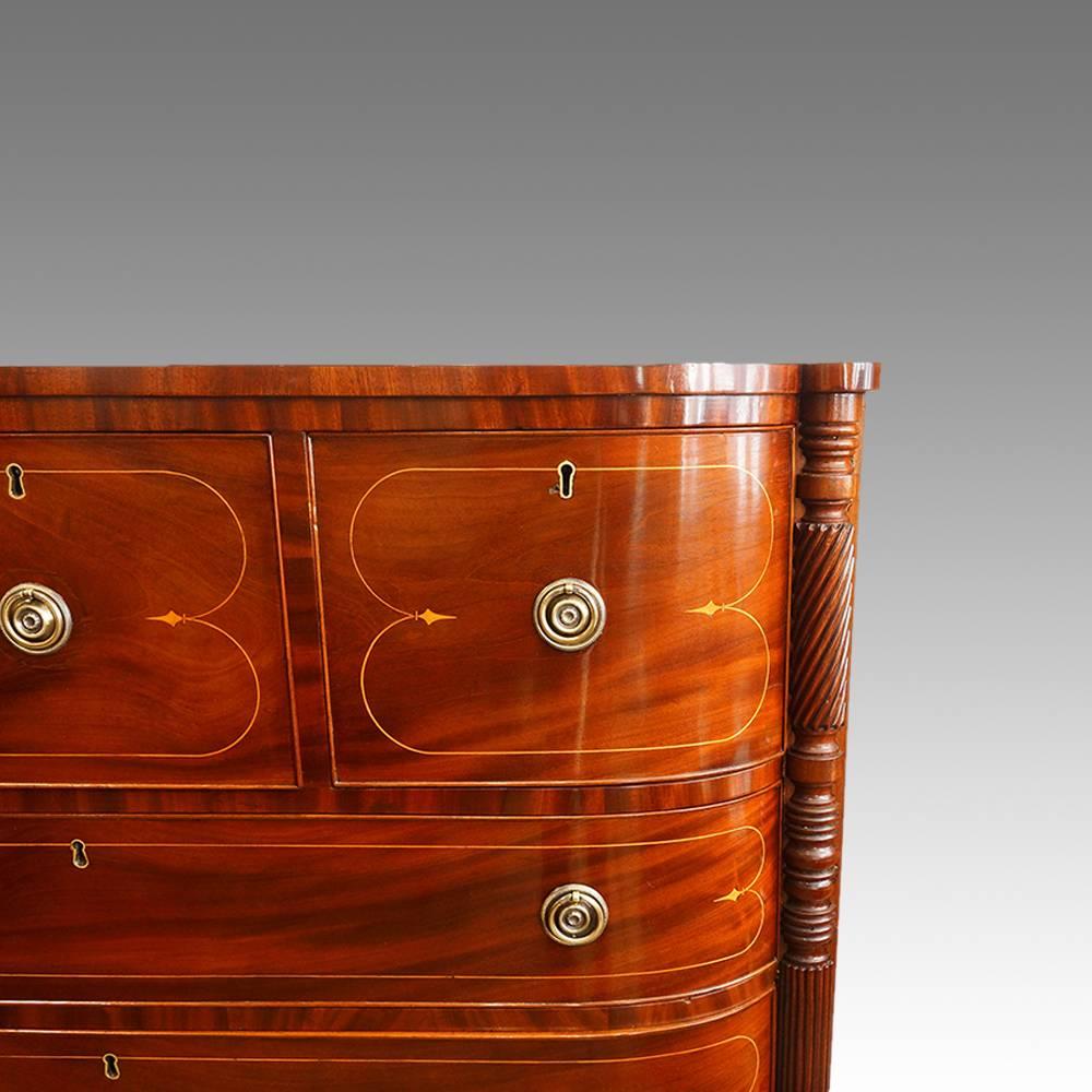 Regency Inlaid Mahogany Chest of Drawers In Excellent Condition In Salisbury, Wiltshire