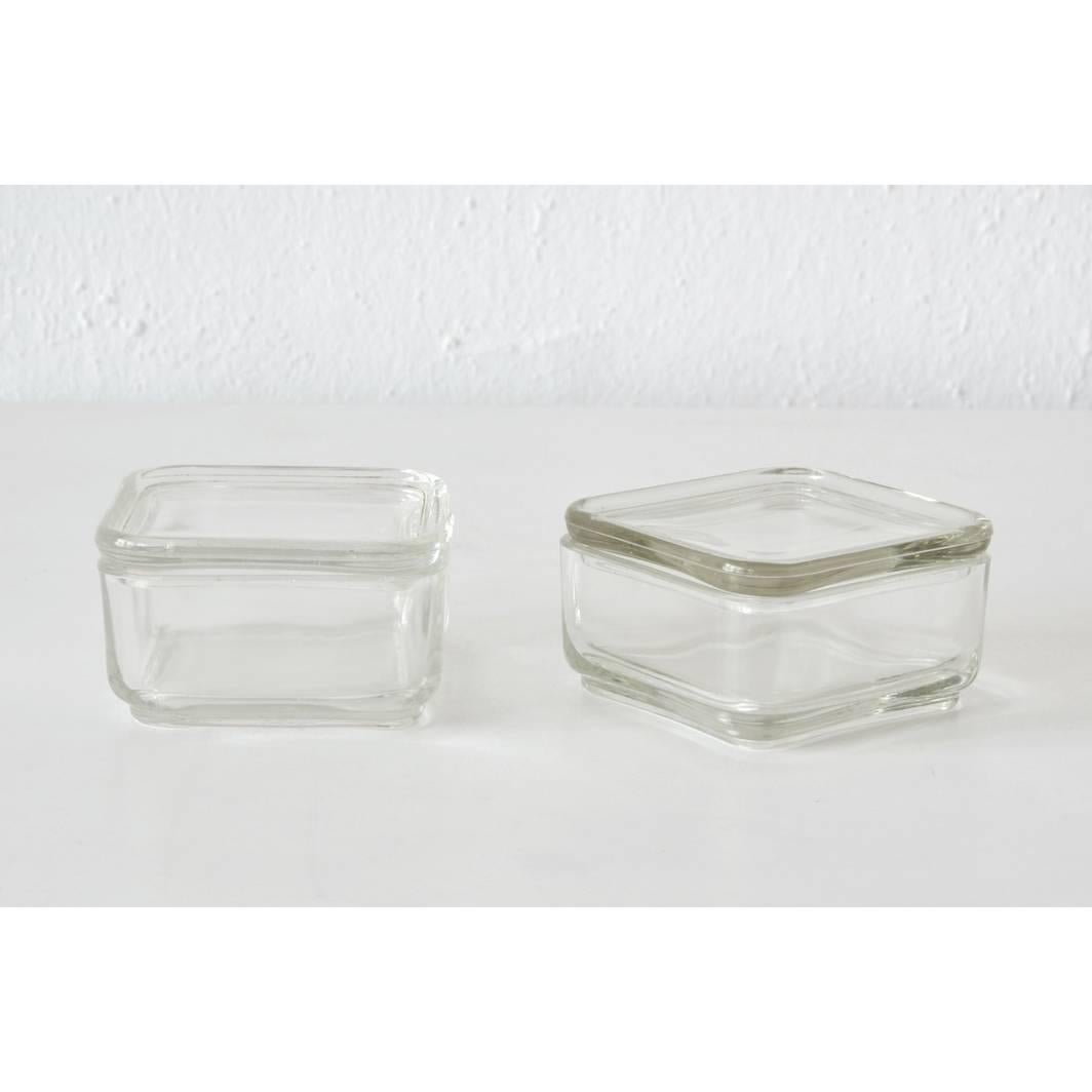 Glass Bauhaus Storage Set Kubus Design Wilhelm Wagenfeld, 1939 For Sale