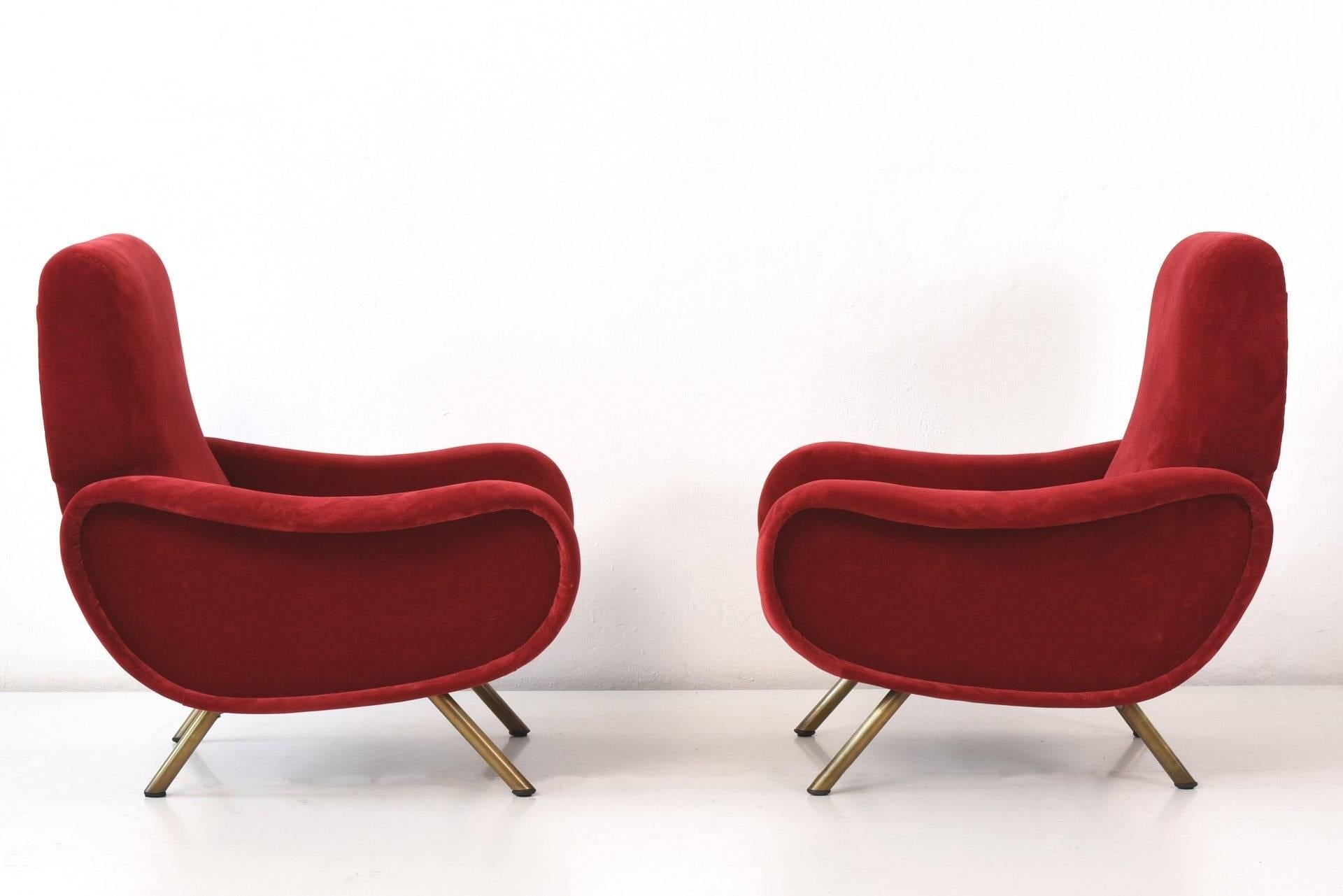 Mid-Century Modern Pair of Easy Chairs Marco Zanuso 1951 for Arflex Model Lady For Sale