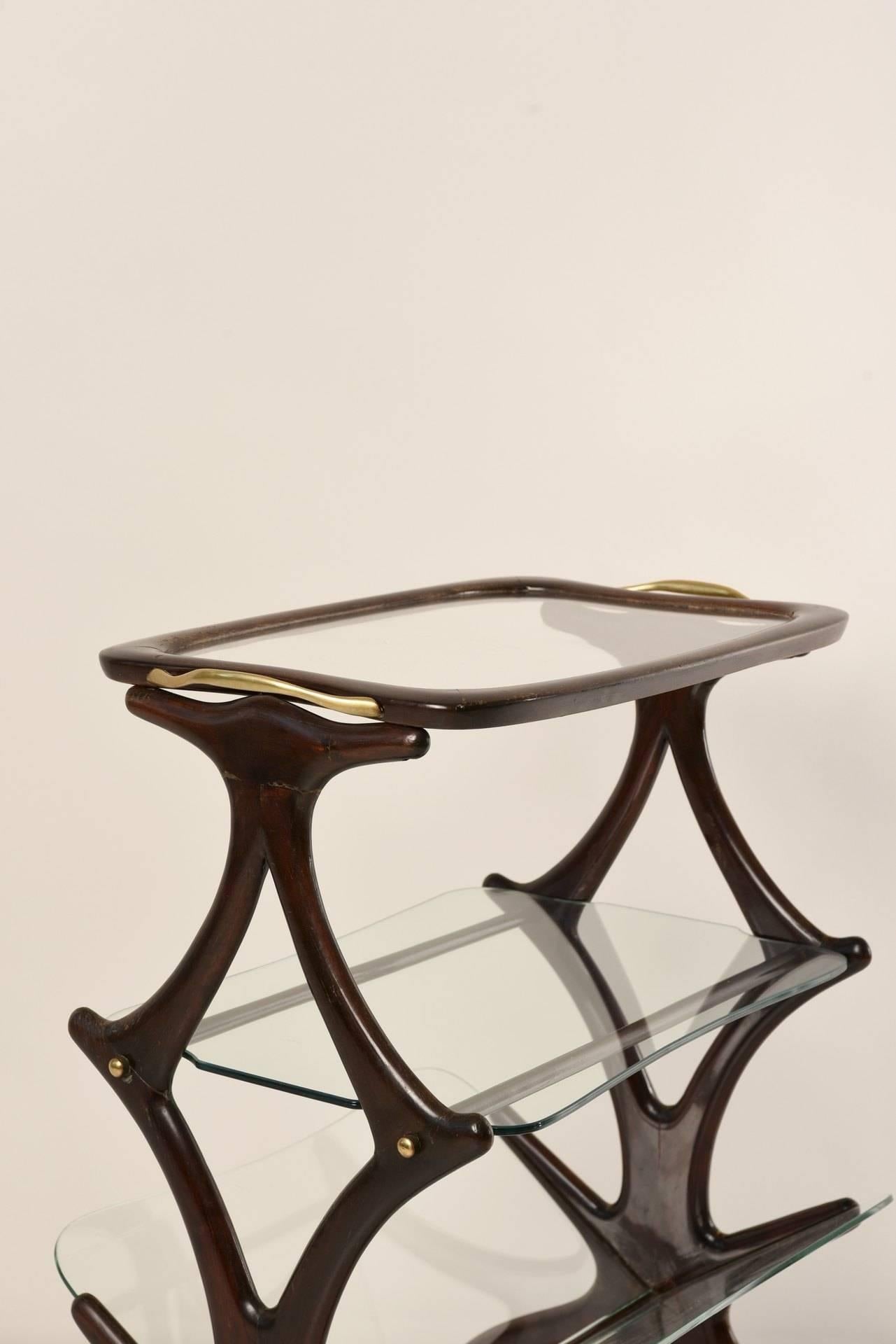 Wheeled Sidetable Cesare Lacca for Cassina, 1950s In Good Condition For Sale In Berlin, DE