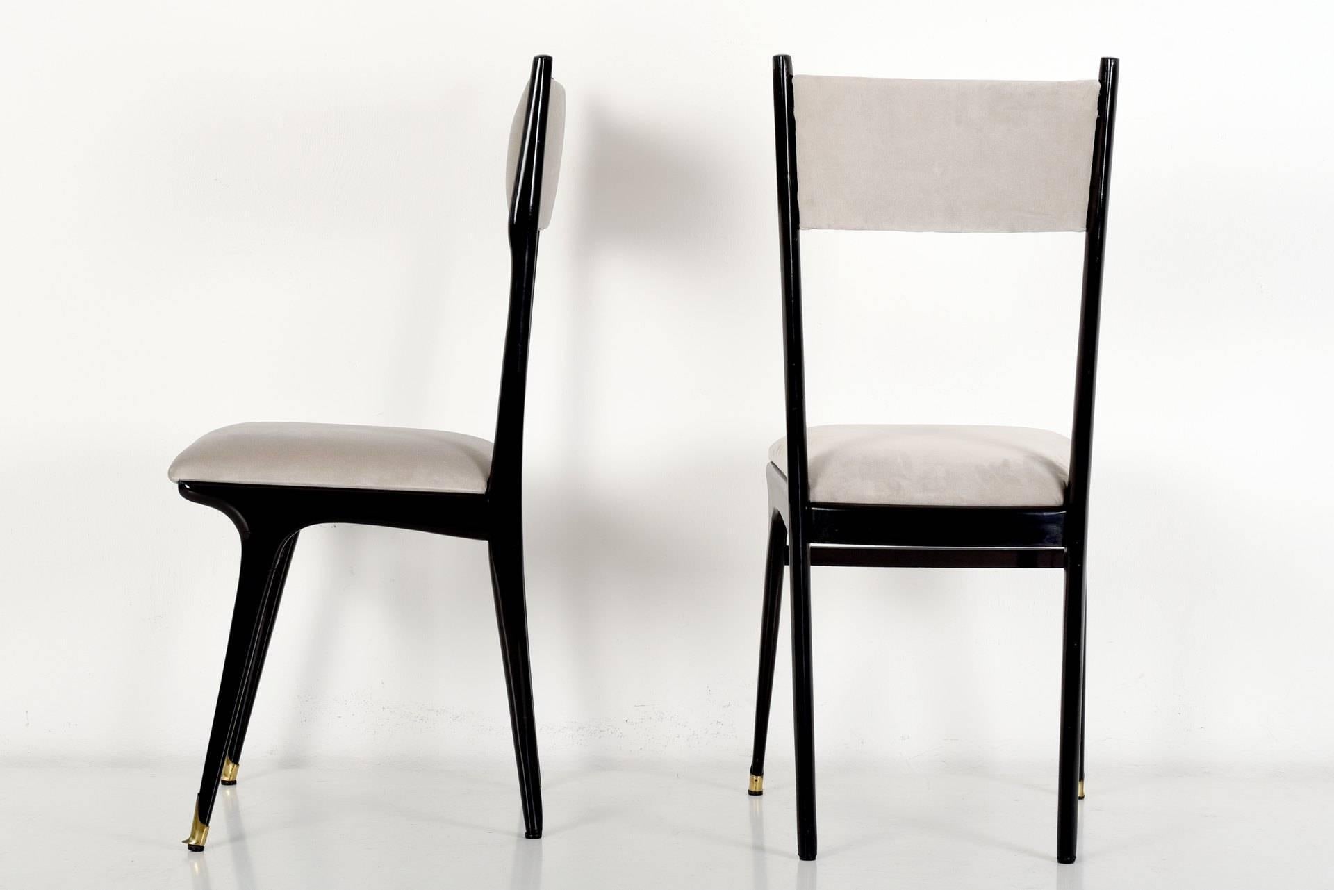 Lacquered Six High Back Italian Chairs, Probably Ico Parisi, 1950 For Sale