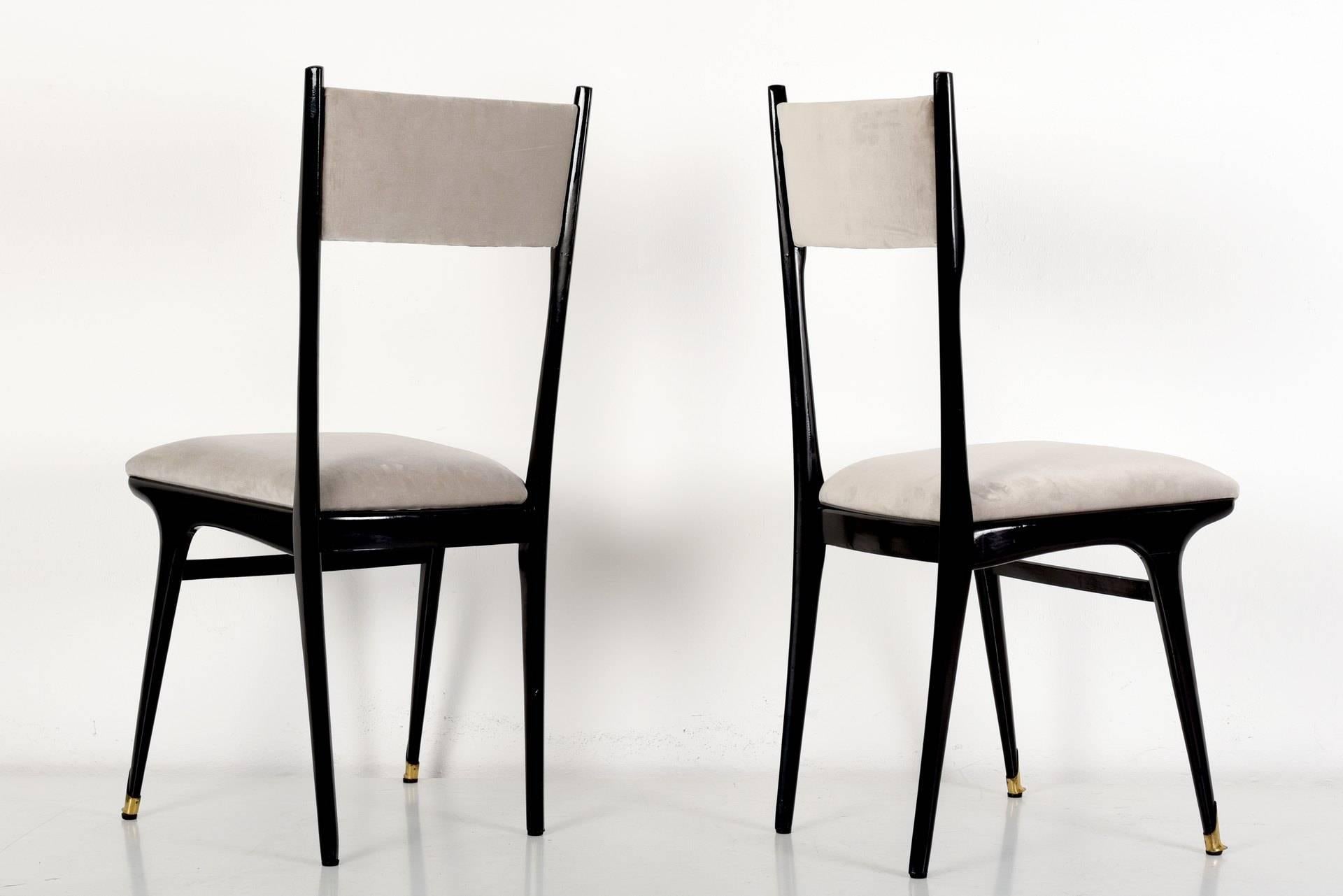 Six High Back Italian Chairs, Probably Ico Parisi, 1950 In Good Condition For Sale In Berlin, DE