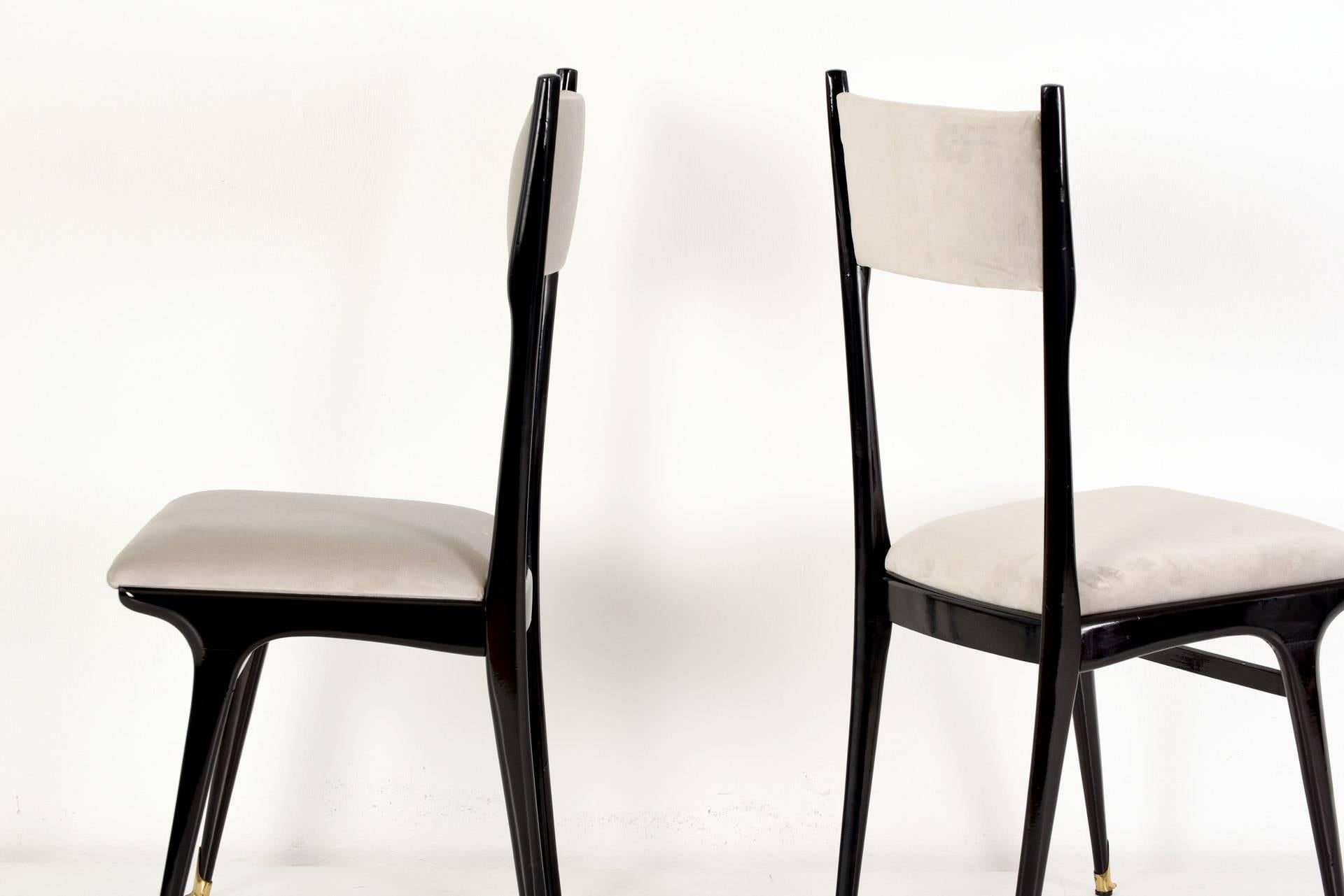 Mid-20th Century Six High Back Italian Chairs, Probably Ico Parisi, 1950 For Sale