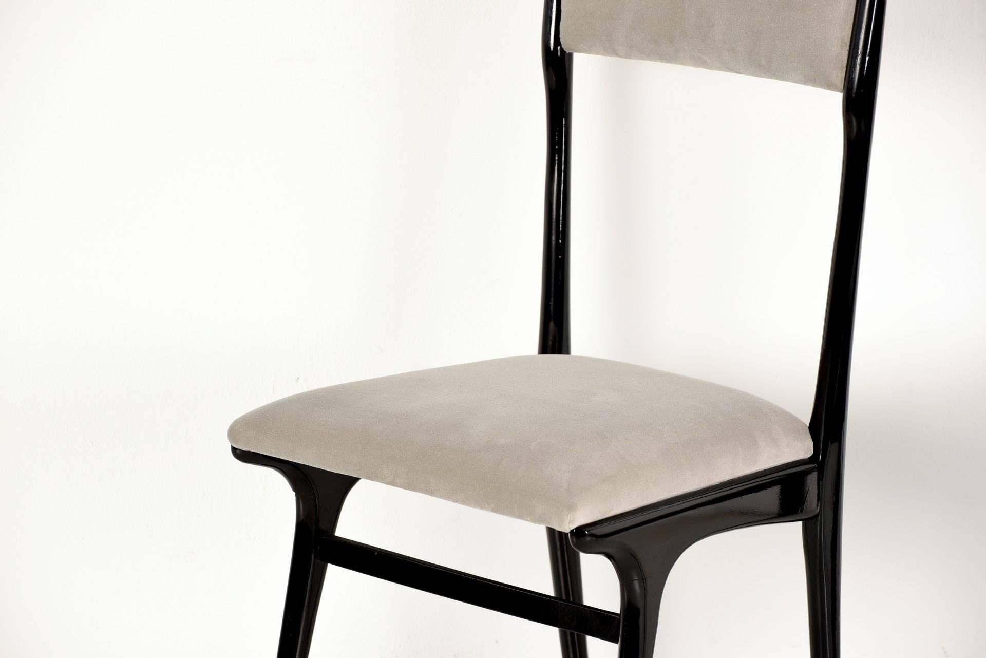 Six High Back Italian Chairs, Probably Ico Parisi, 1950 For Sale 2