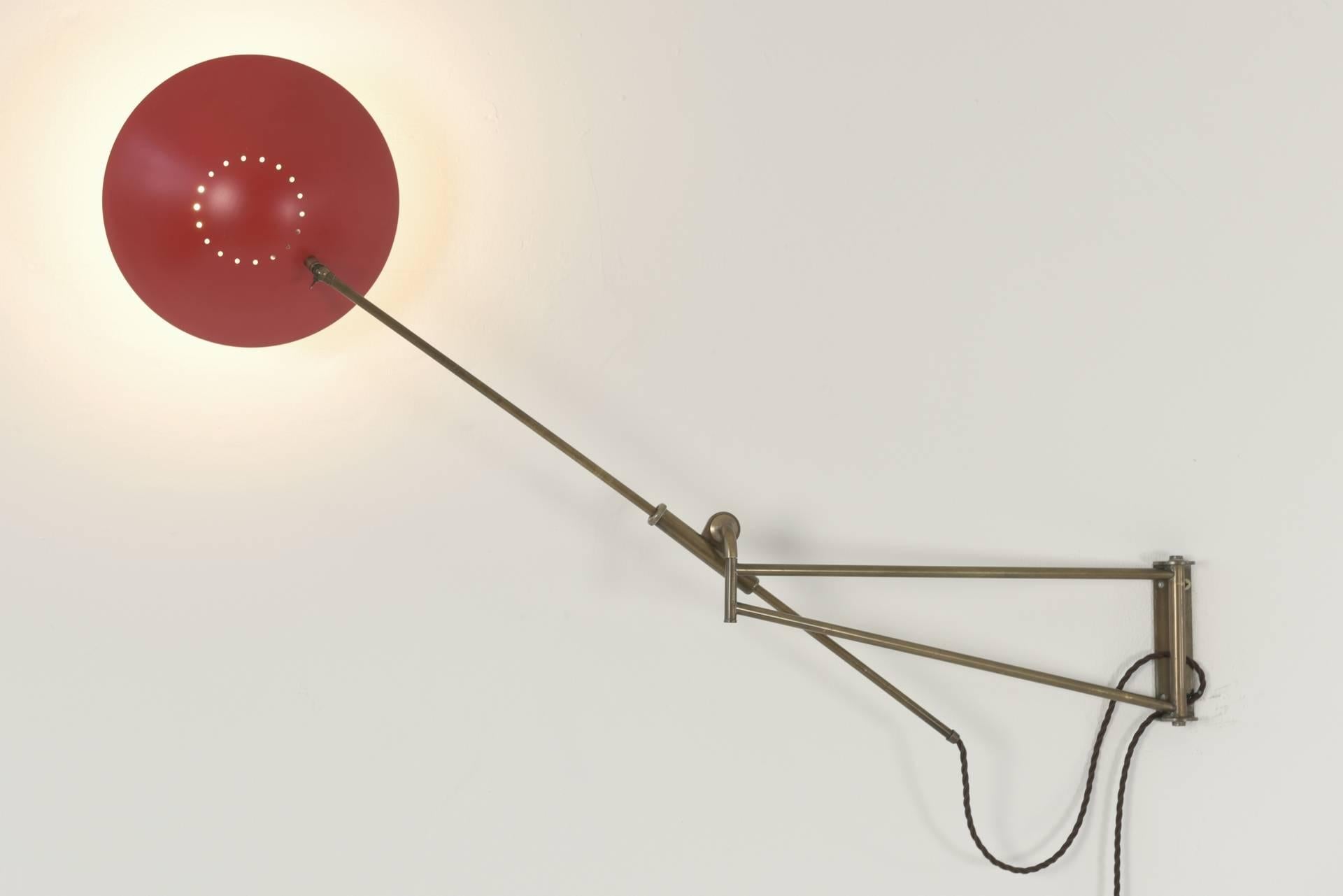 Mid-Century Modern Adjustable Wall Lamp, Italy, 1950 For Sale