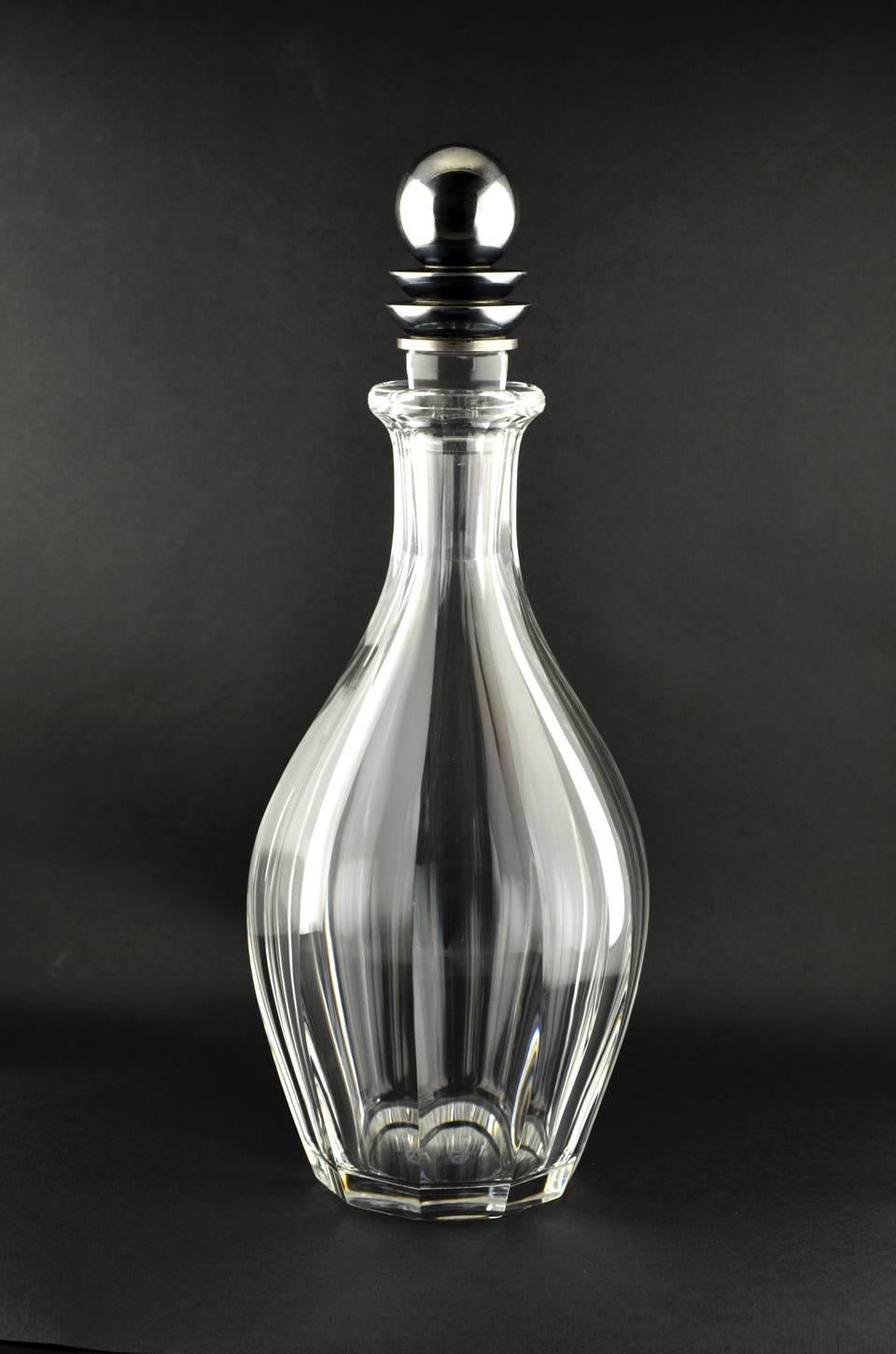 Art Deco Ultra Rare Carafe Georg Jensen and Baccarat 1930s Pattern Pyramid For Sale