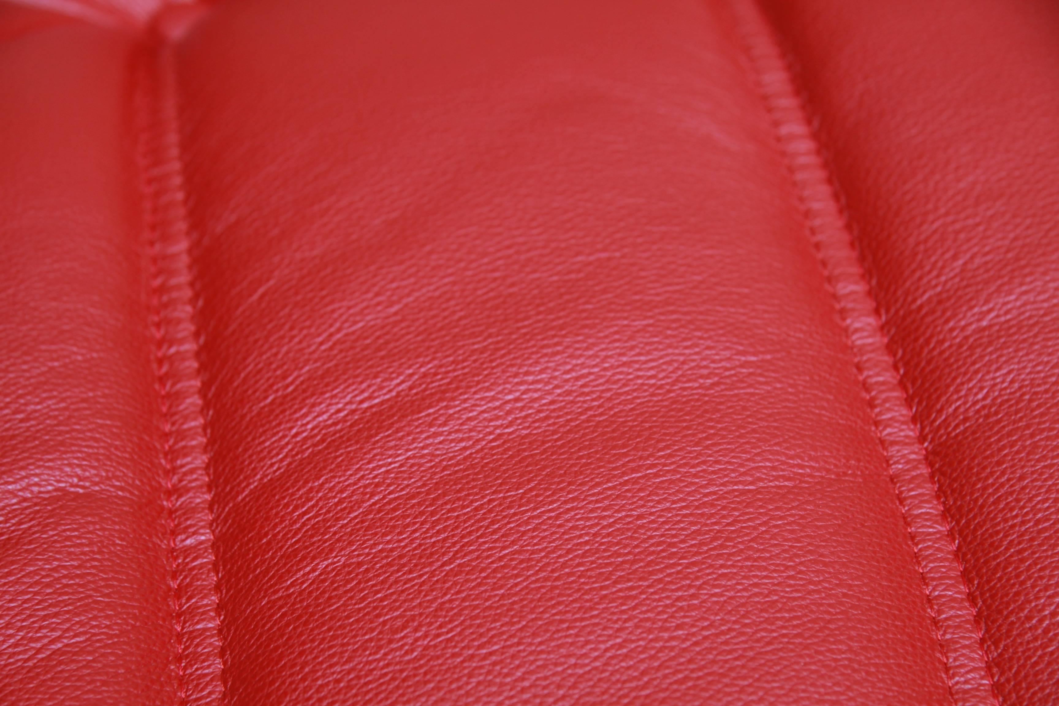 Red Leather Two-Seat Togo Sofa by Michel Ducaroy for Ligne Roset 1