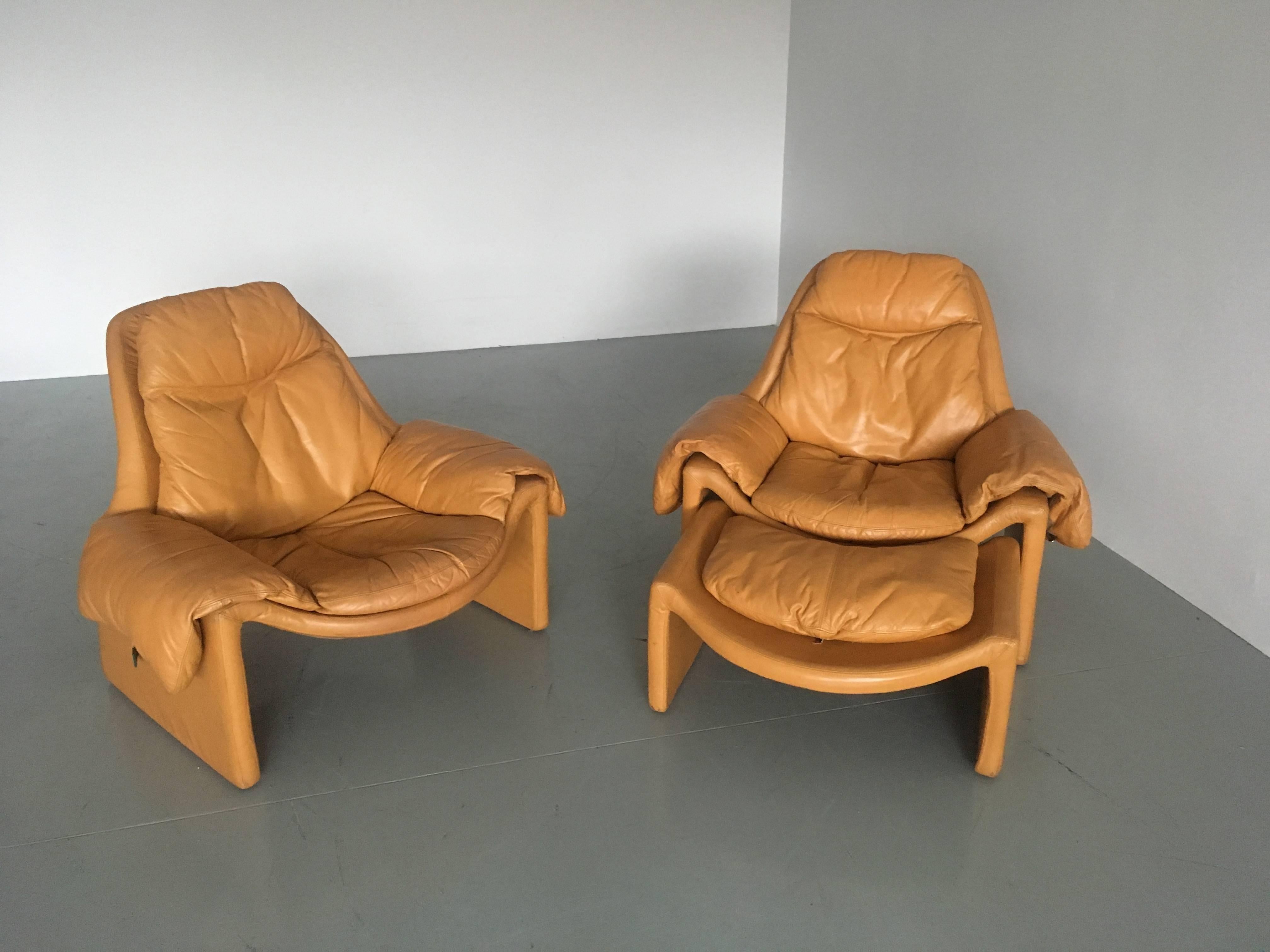 Mid-Century Modern Proposals 2 Lounge Chairs with Ottoman by Vittorio Introini for Saporiti, 1960s