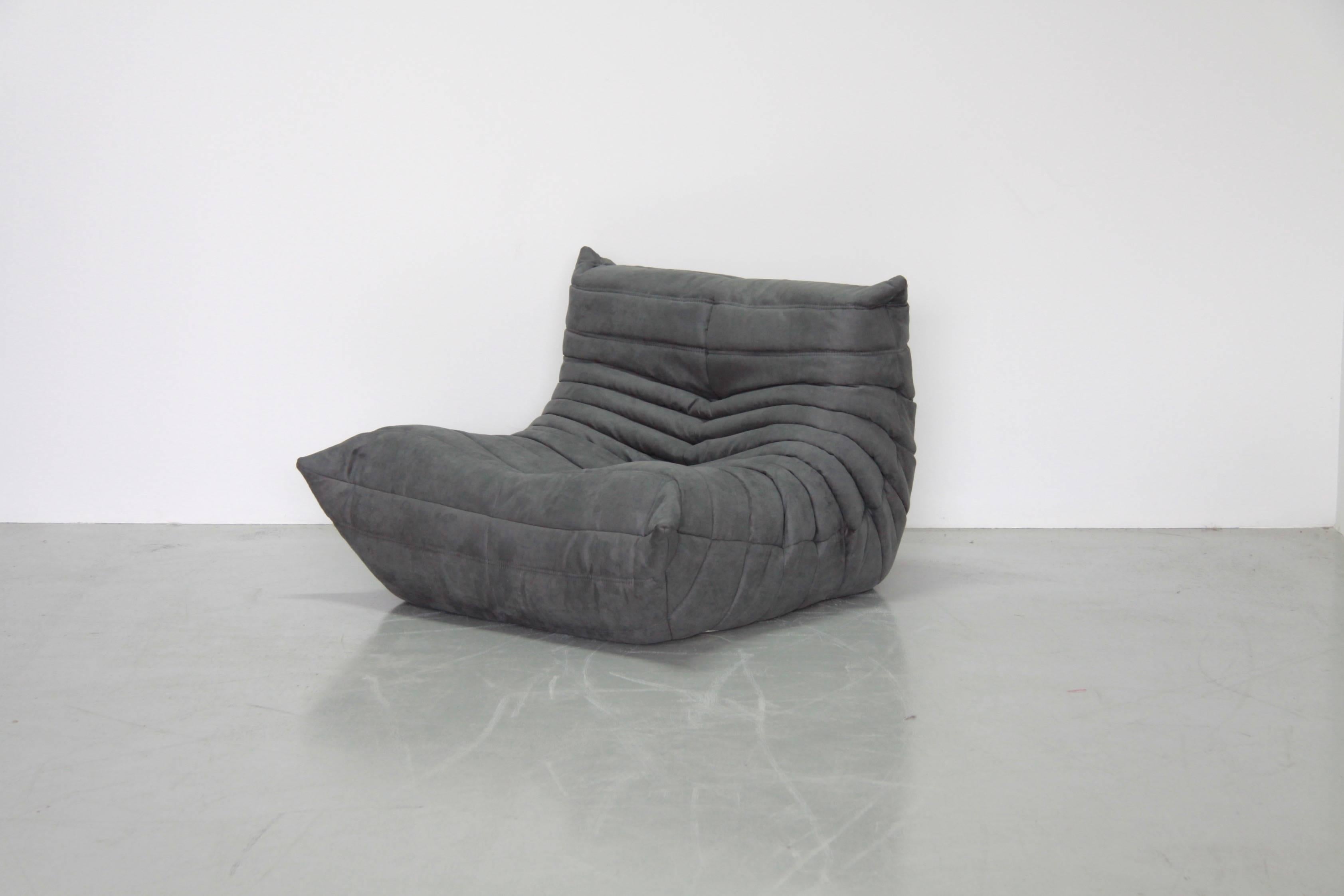 Grey Microfibre Togo Sofa Set by Michel Ducaroy for Ligne Roset, Set of Three 1