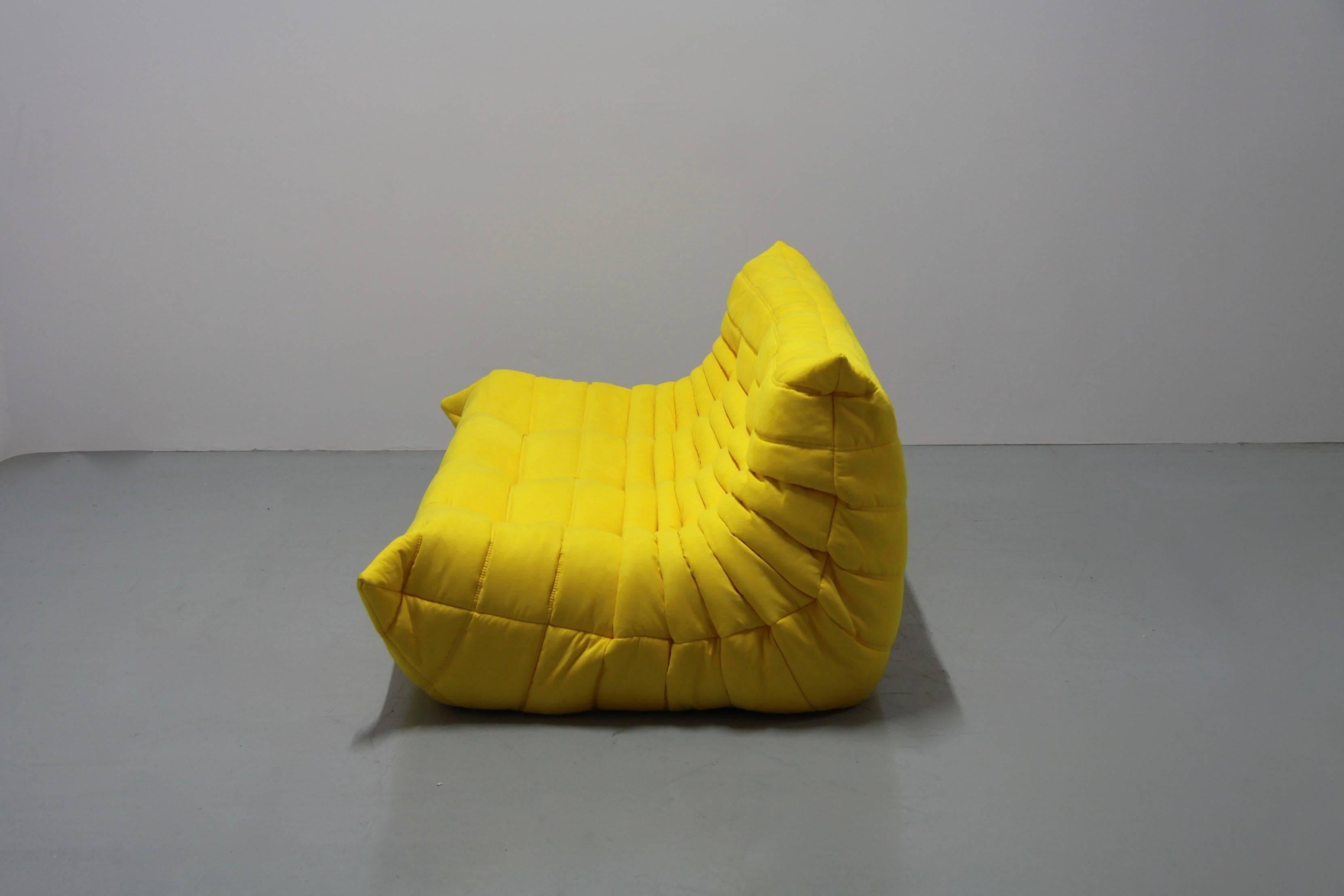 French Vintage Yellow Microfibre Togo Sofa Set by Michel Ducaroy for Ligne Roset, 1970s