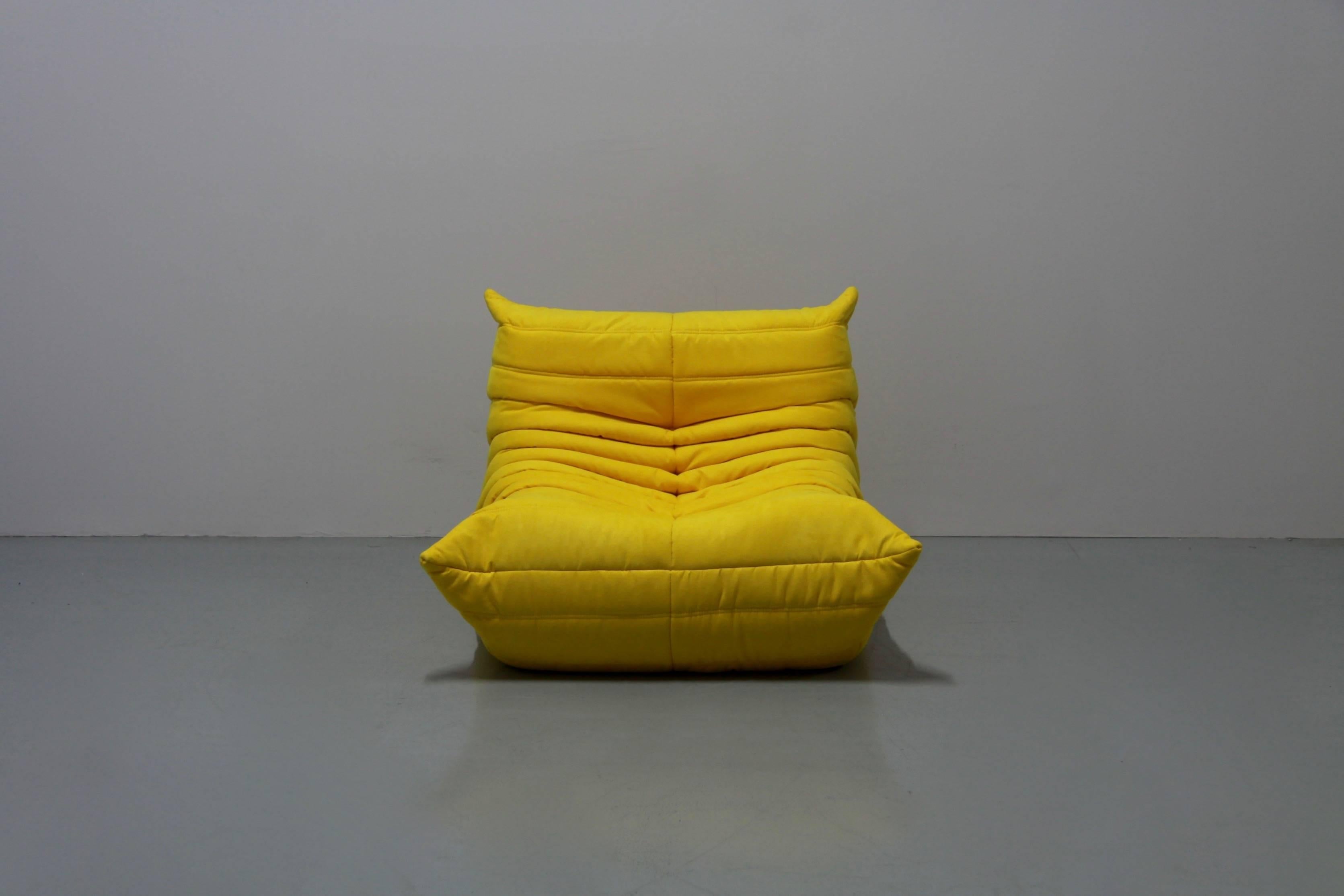 Late 20th Century Vintage Yellow Microfibre Togo Sofa Set by Michel Ducaroy for Ligne Roset, 1970s