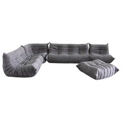 Grey Microfibre Togo Sofa Set by Michel Ducaroy for Ligne Roset, Set of Five