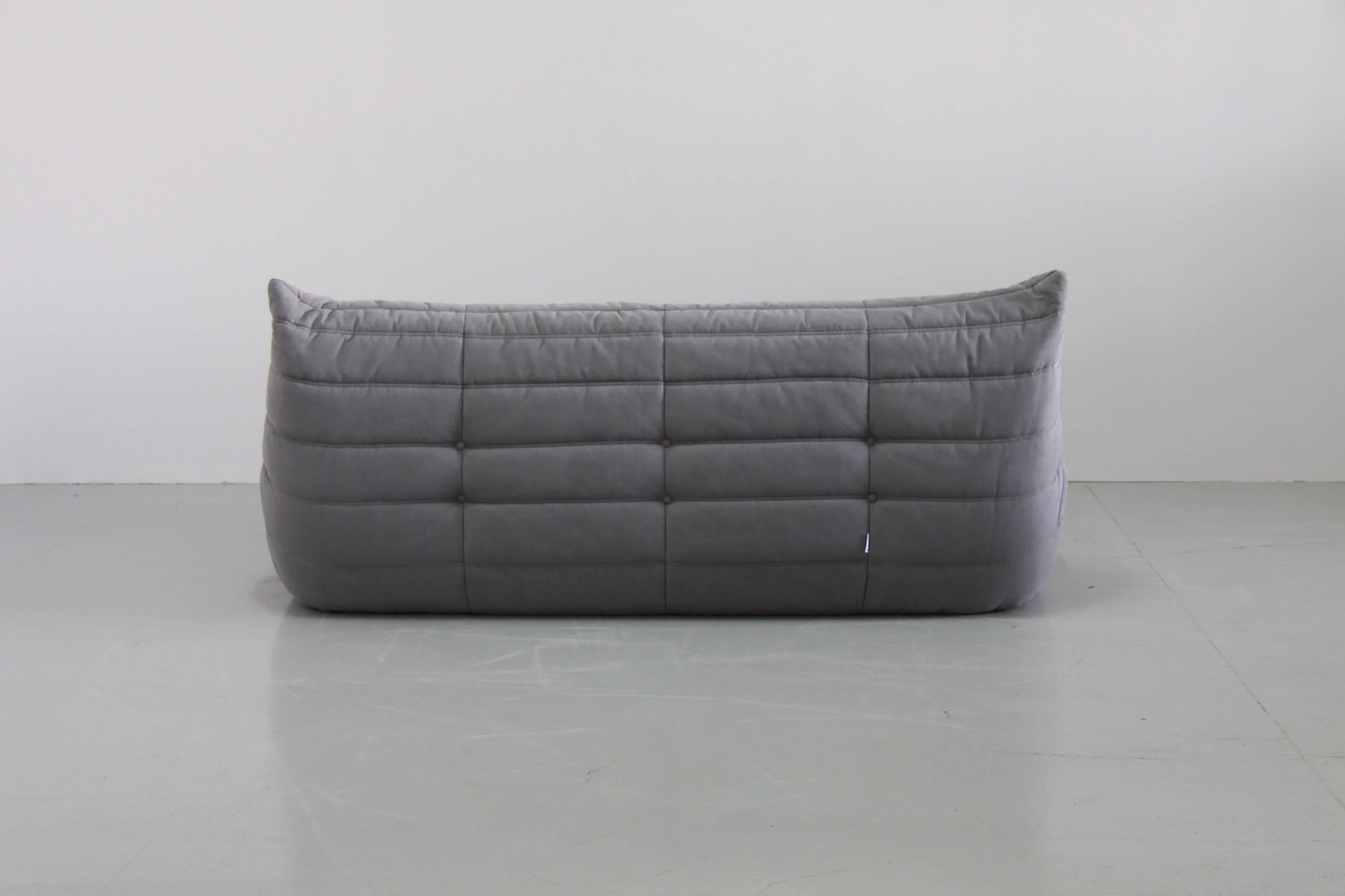 Mid-Century Modern Grey Microfibre Togo Sofa Set by Michel Ducaroy for Ligne Roset, Set of Five For Sale